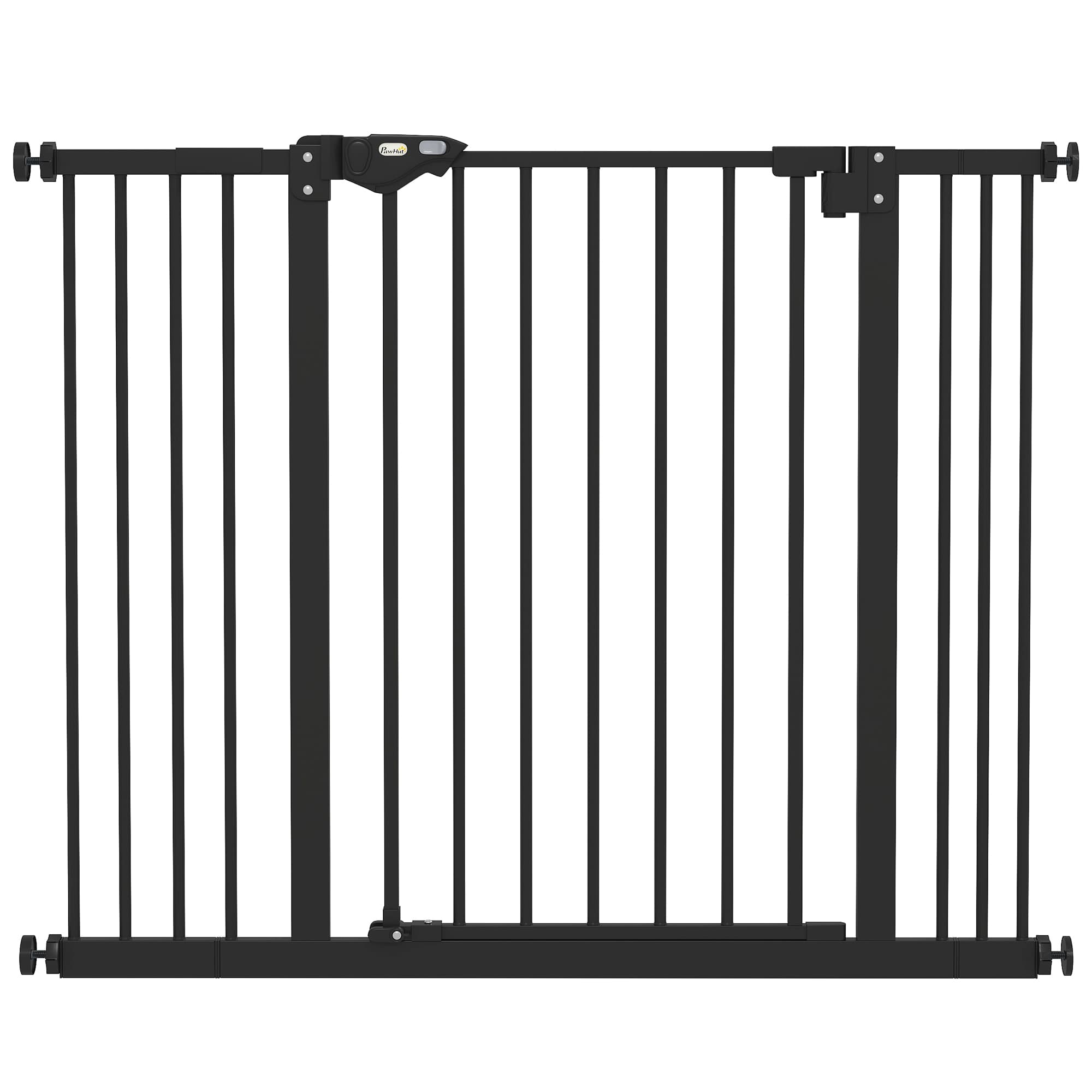 PawHut Dog Gate for Stairs Dog Gate Pet Gate with Openable Metal Frame, for Doorways, Corridors, Staircases, 74-100Wcm, Black | Aosom UK