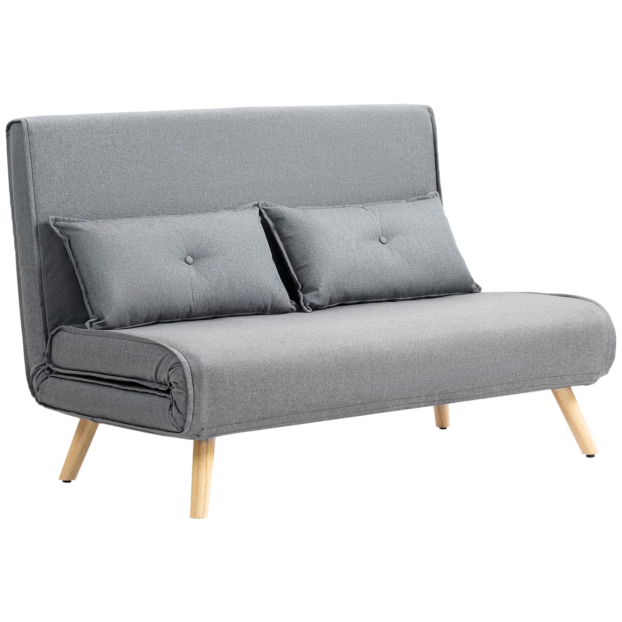 HOMCOM Two-Seater Linen-Look Sofa Bed, Cat Scratch Resistant, Grey | Aosom UK