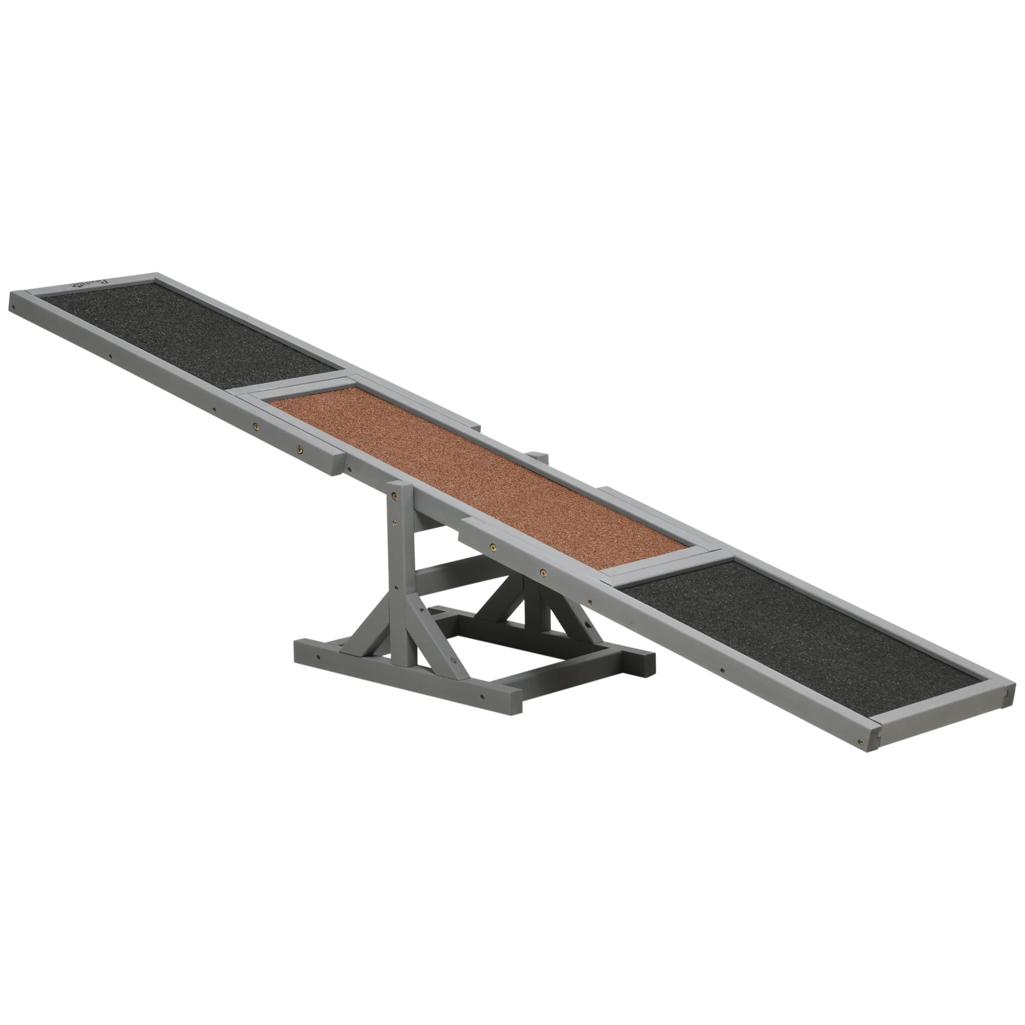 PawHut Wooden Pet Seesaw for Big Dogs, Agility Training Equipment for Dogs with Anti-Slip Surface, 180 x 30 x 30 cm, Grey | Aosom UK