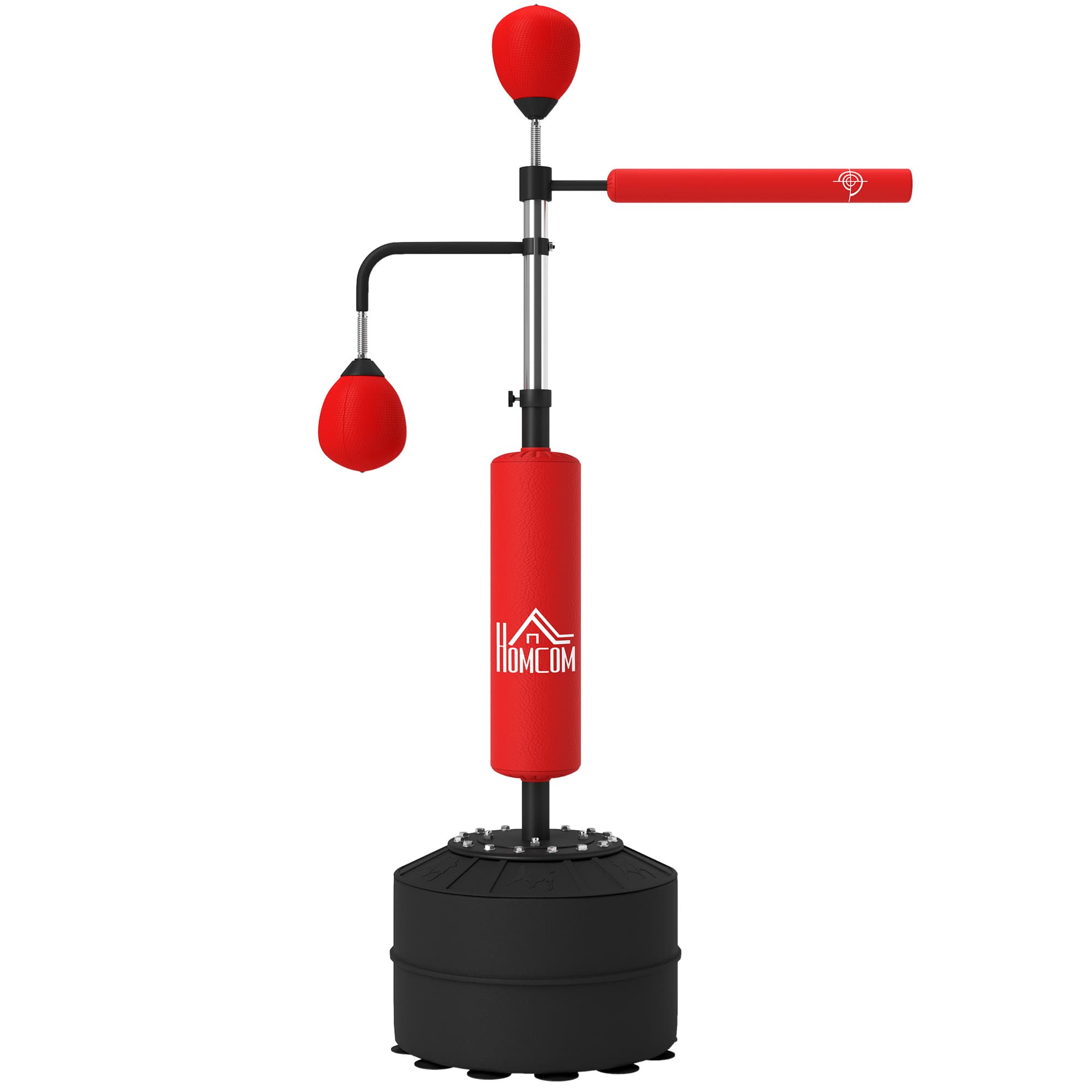 HOMCOM 3-in-1 Boxing Punching Bag, Freestanding with 2 Speed Bals, 360° Reflex Bar, 160-230cm Adjustable Height, Red | Aosom UK