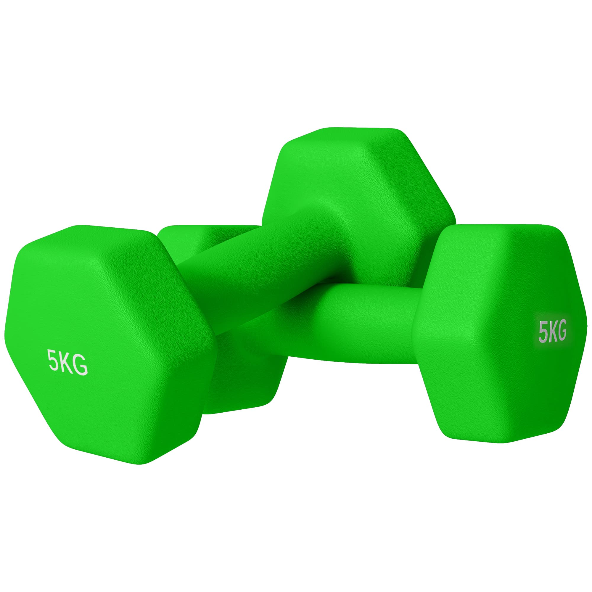 SPORTNOW 2 x 5kg Hexagonal Dumbbells Weights Set with Non-Slip Grip for Home Gym Workout, Green | Aosom UK