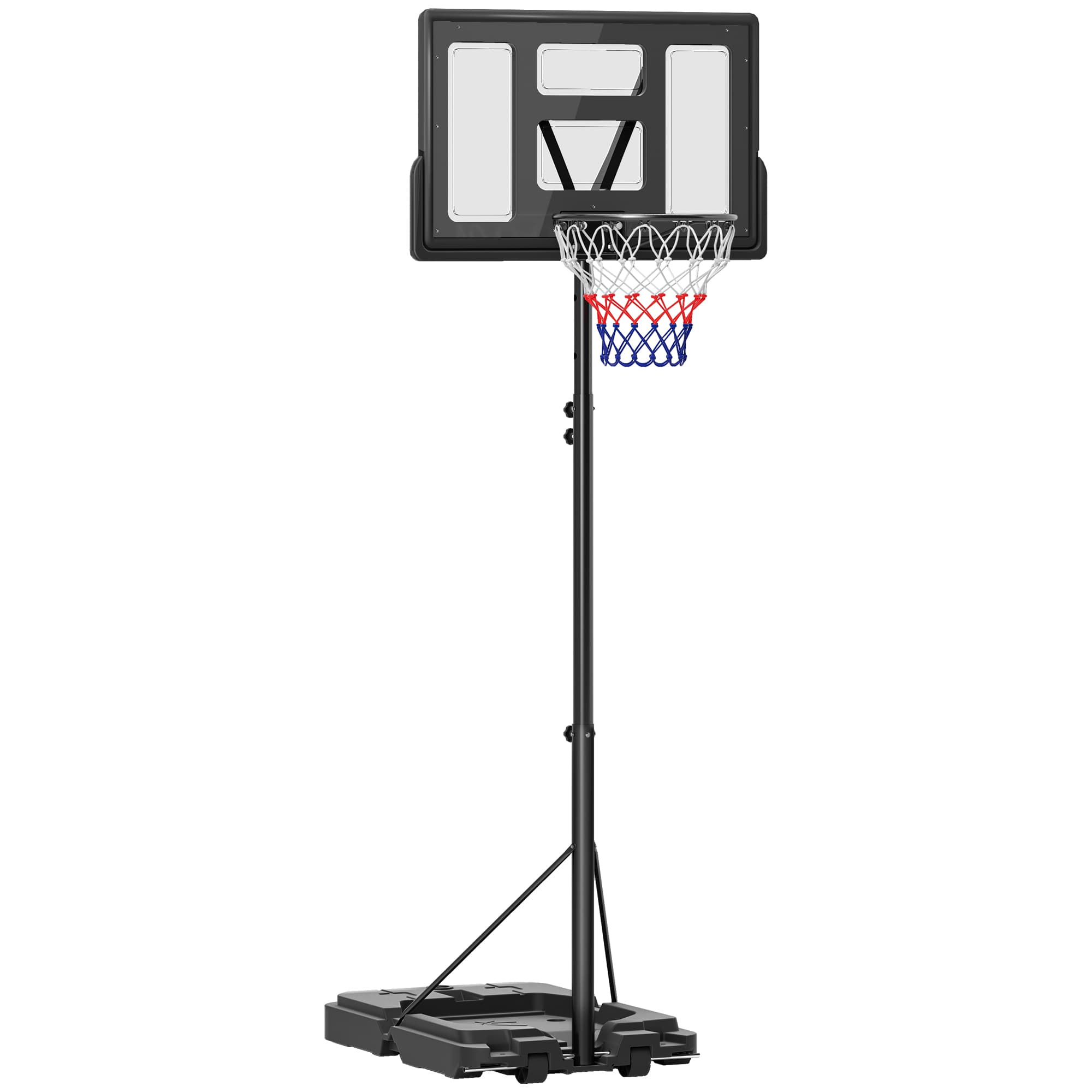 SPORTNOW Basketball Hoop Outdoor, Basketball Hoop and Stand with Adjustable Height, Weighted Base, Portable on Wheels, 2.3-3.05m | Aosom UK