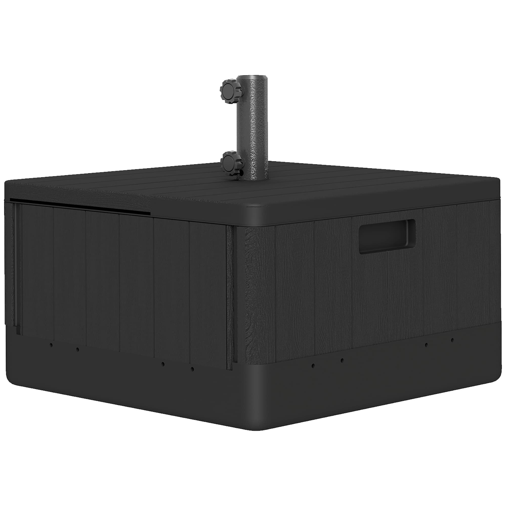 Outsunny Garden Parasol Base Outdoor Umbrella Stand with Wheels Handles, Filled Up to 80kg with Stand or 50kg with Water for Deck Poolside, Black
