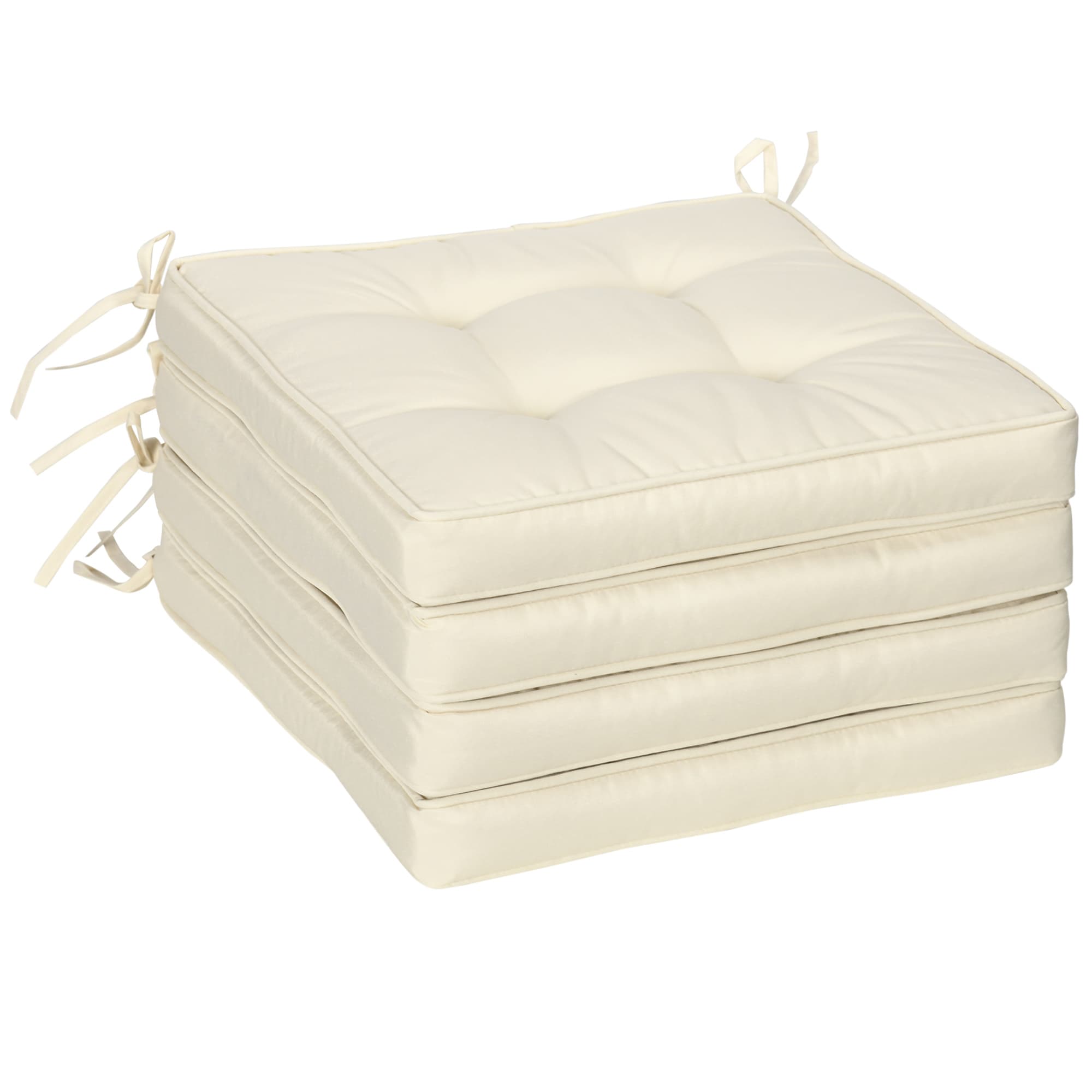 Outsunny Replacement Dining Chair Seat Pad, Garden Seat Cushion with Ties, 40 x 40cm, Cream White | Aosom UK