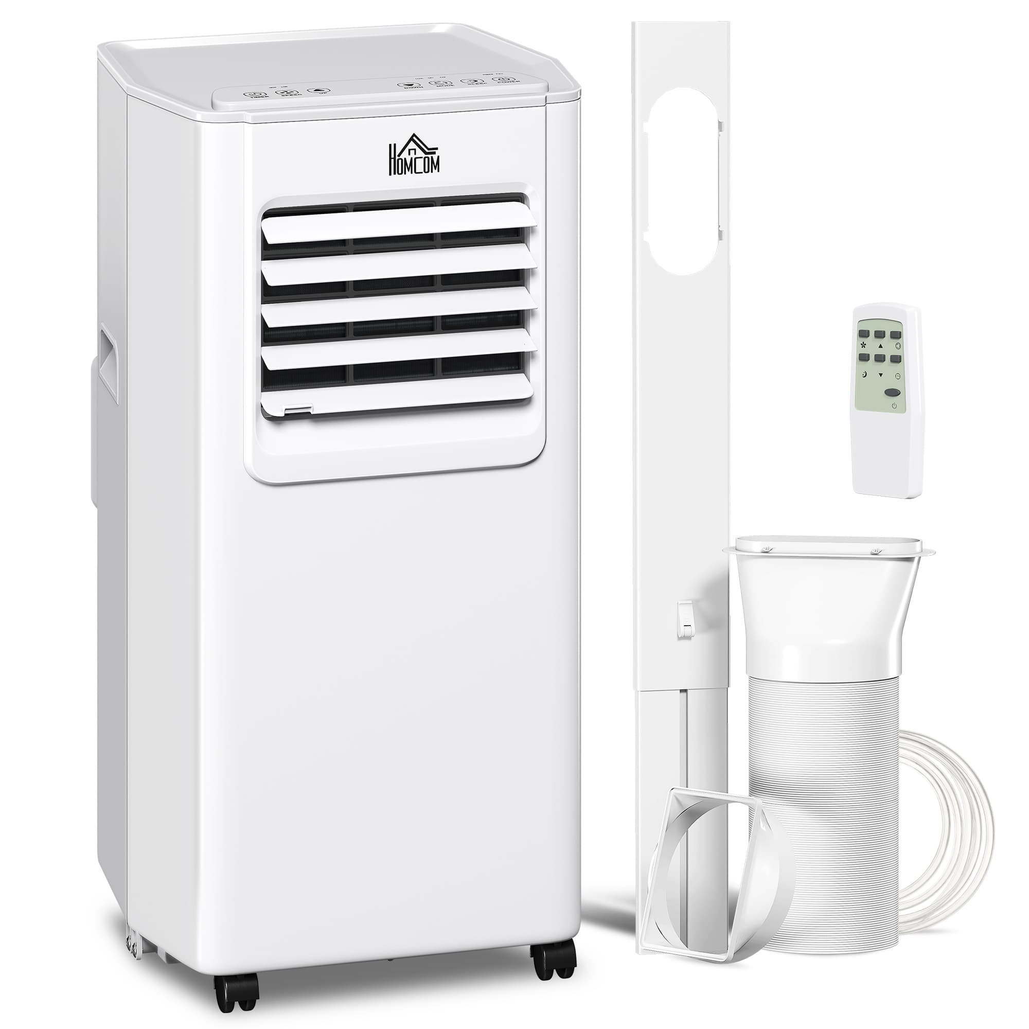 HOMCOM 5000 BTU 4-In-1 Compact Portable Mobile Air Conditioner Unit Cooling Dehumidifying Ventilating w/ LED Timer Auto Shut-down White | Aosom UK