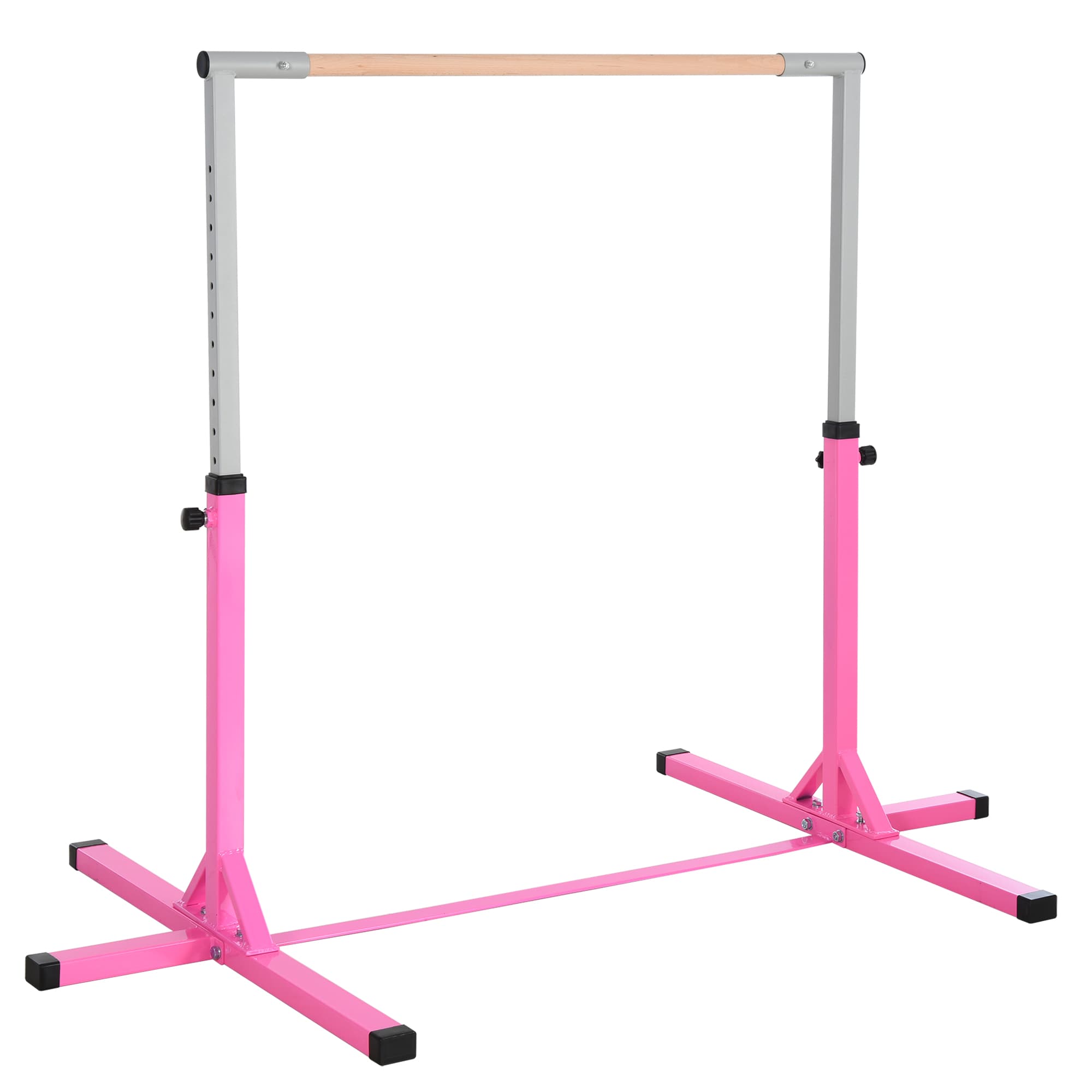 HOMCOM Steel Frame Adjustable Horizonal Gymnastics Bar for Kids Pink | Aosom UK