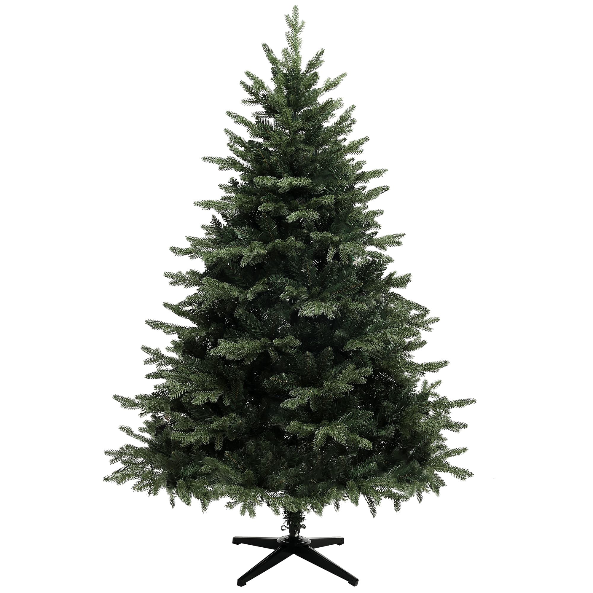 HOMCOM 6ft Artificial Spurce Christmas Tree with 1696 Branch Tips and Foldable Steel Base, Realistic Hinged Tree, Holiday, Green | Aosom UK