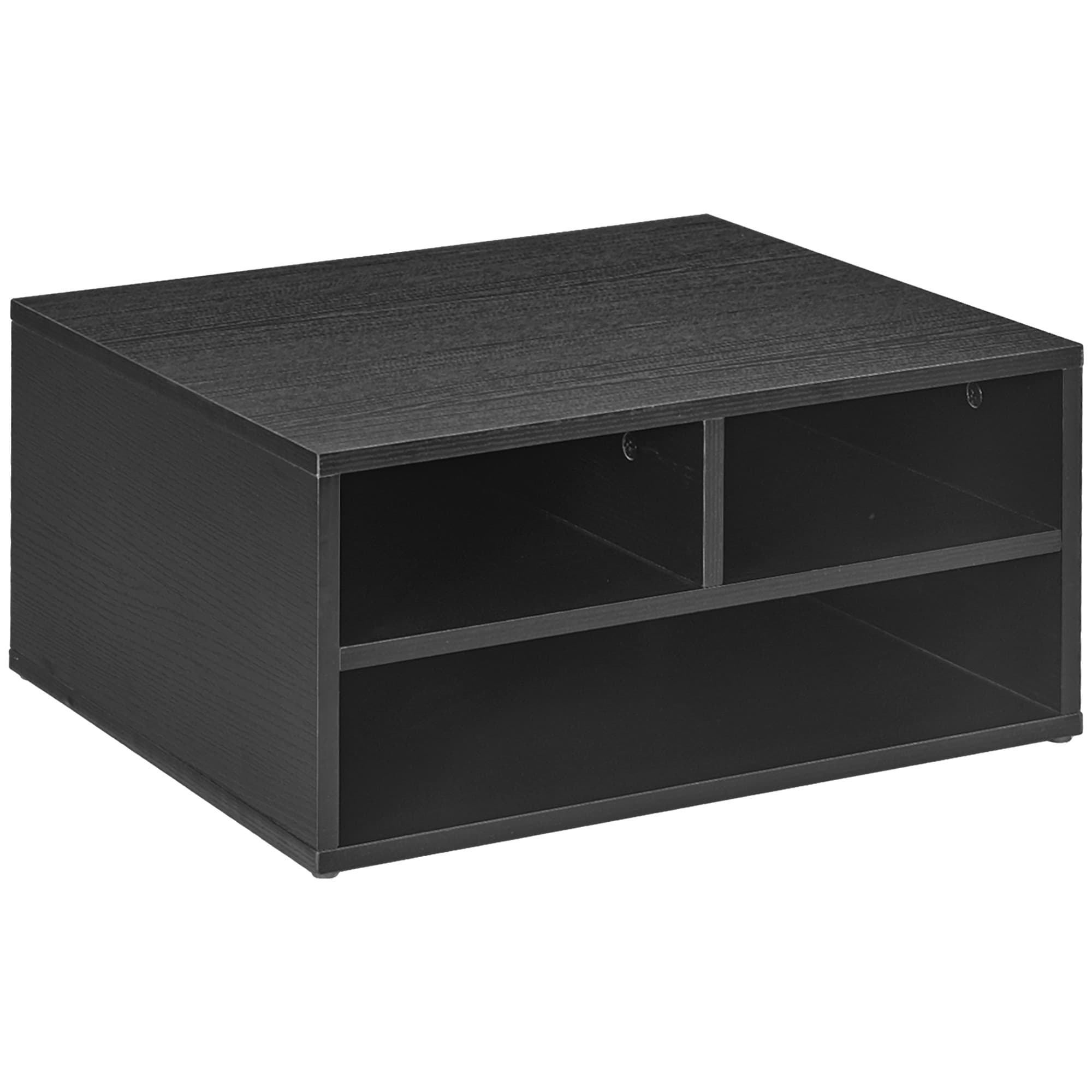 HOMCOM Desktop Printer Stand with Storage, 2-Tier Desk Organizer with 3 Open Compartments for Home Office, Black | Aosom UK