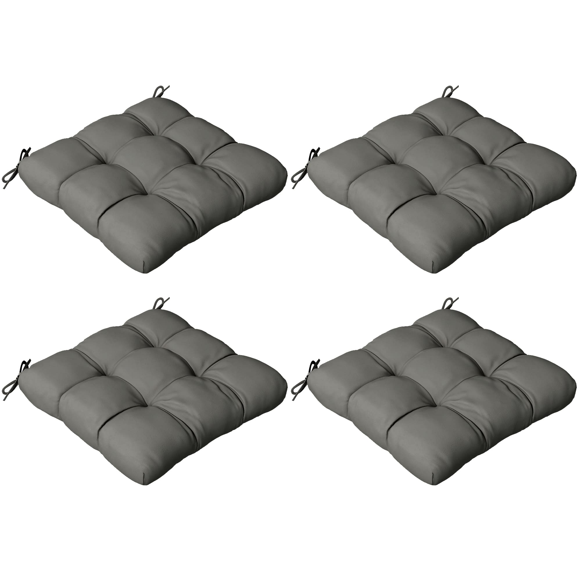Outsunny Patio Chair Cushion Set: 4-Piece Tied Seat Pads for Indoor & Outdoor Seating, Charcoal Grey Comfort | Aosom UK