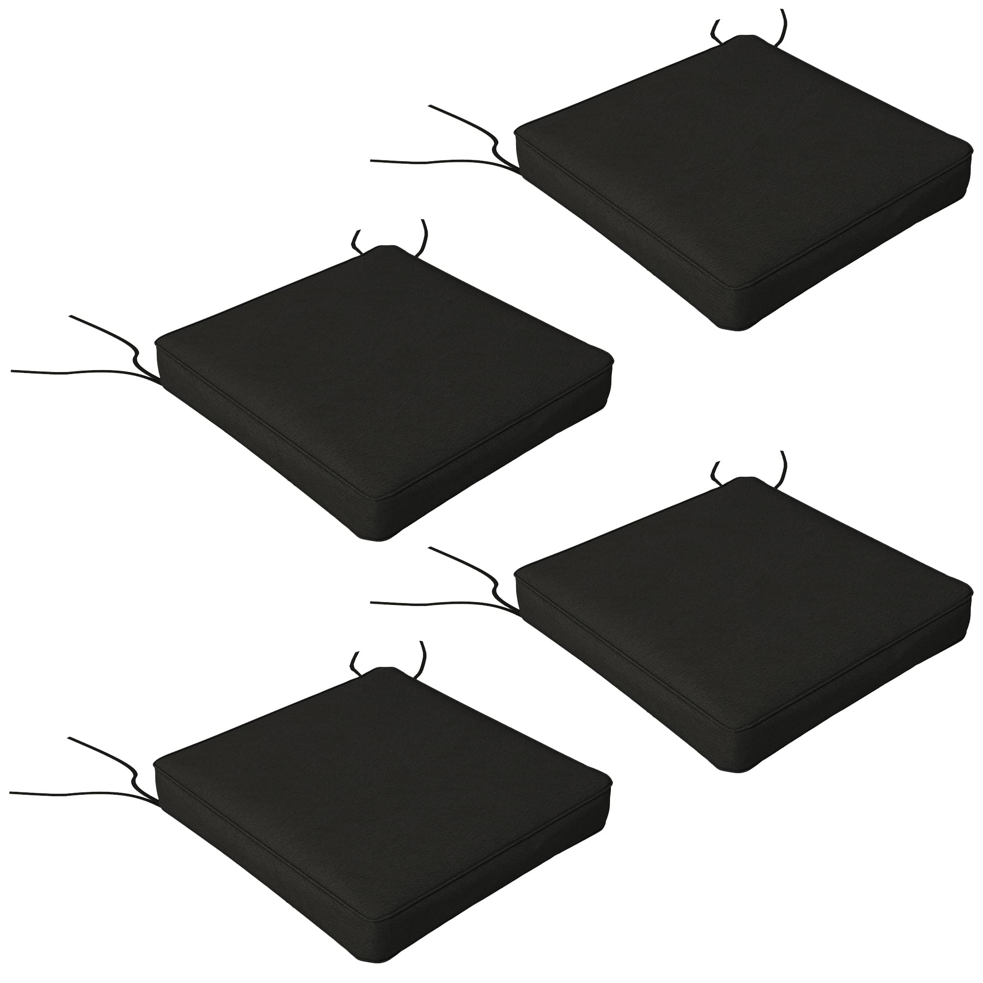 Outsunny Patio Chair Cushion Set, 4-Piece Seat Cushions with Ties, Replacement Pillows for Indoor Outdoor Use, Black | Aosom UK