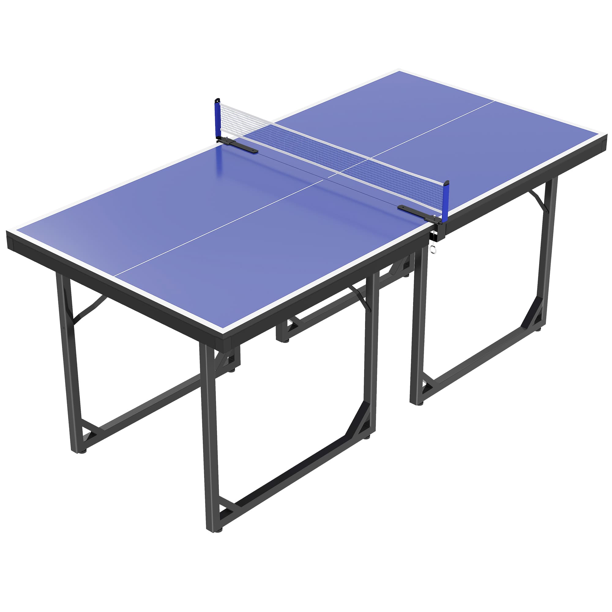 HOMCOM Folding Mini Table Tennis/Ping Pong Table Set-Black/Blue