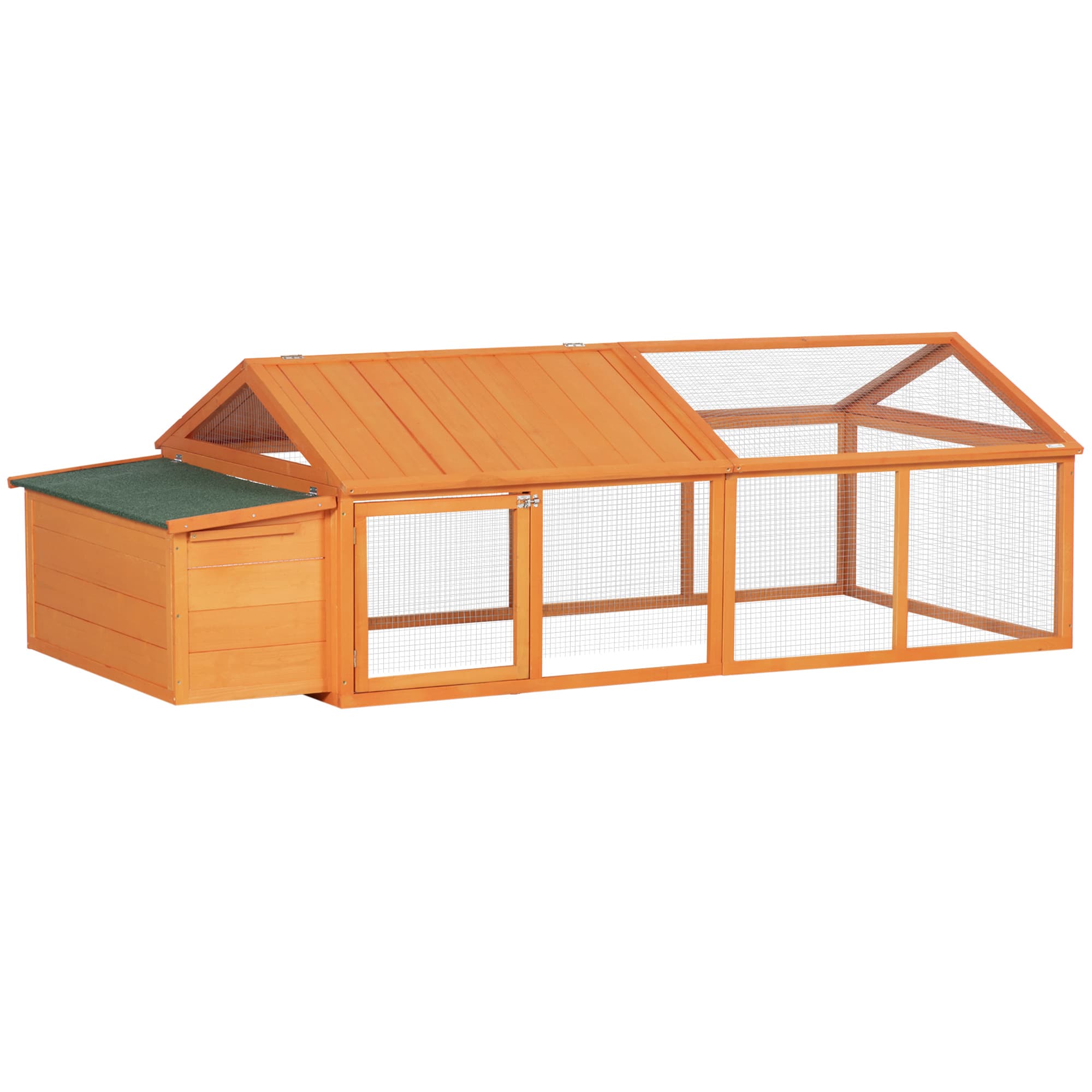 PawHut Wooden Chicken Coop with Nesting Box, Openable Roof, for 4-8 Chickens, Ducks, Orange | Aosom UK