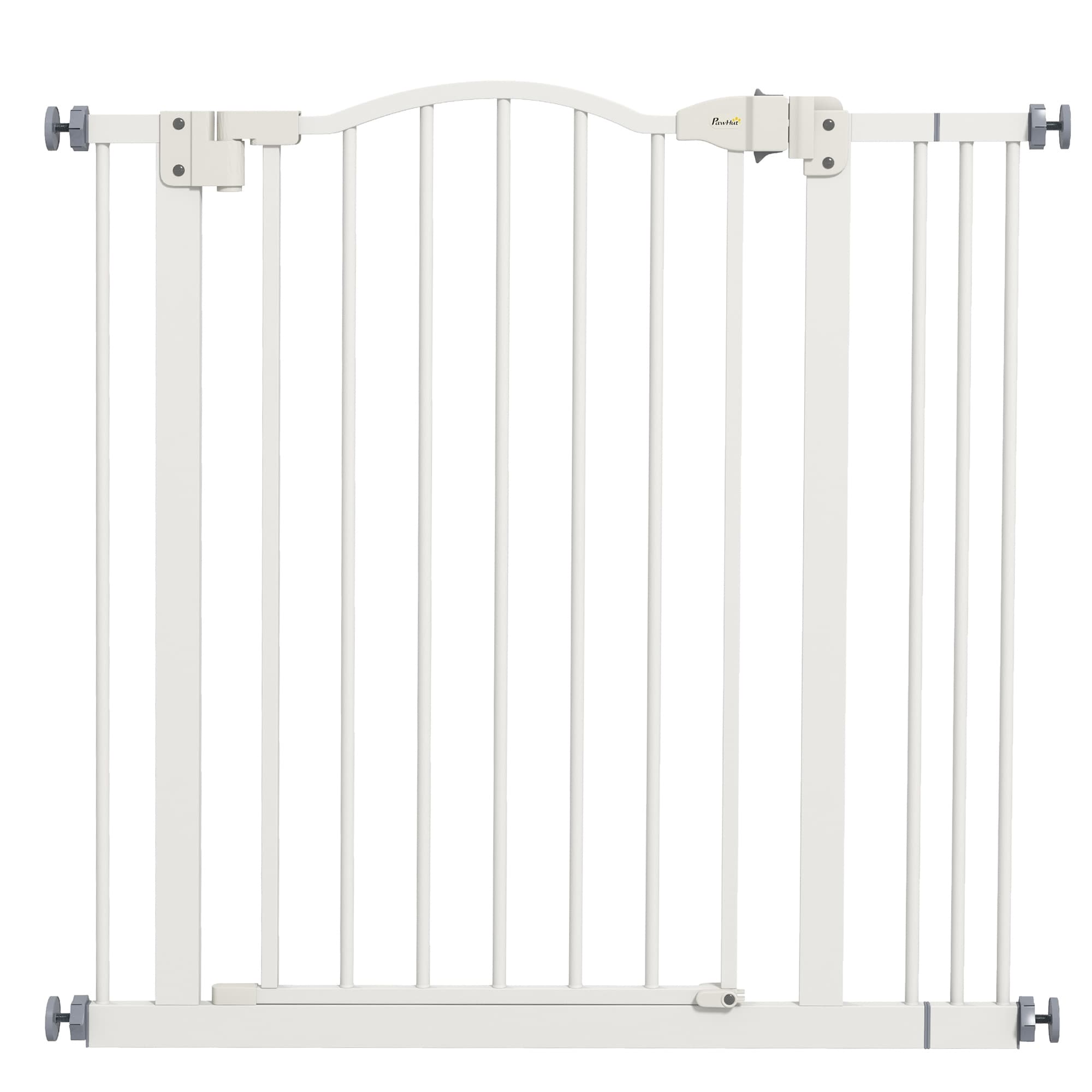 PawHut Metal 74-87cm Adjustable Pet Gate Safety Barrier w/ Auto-Close Door White | Aosom UK