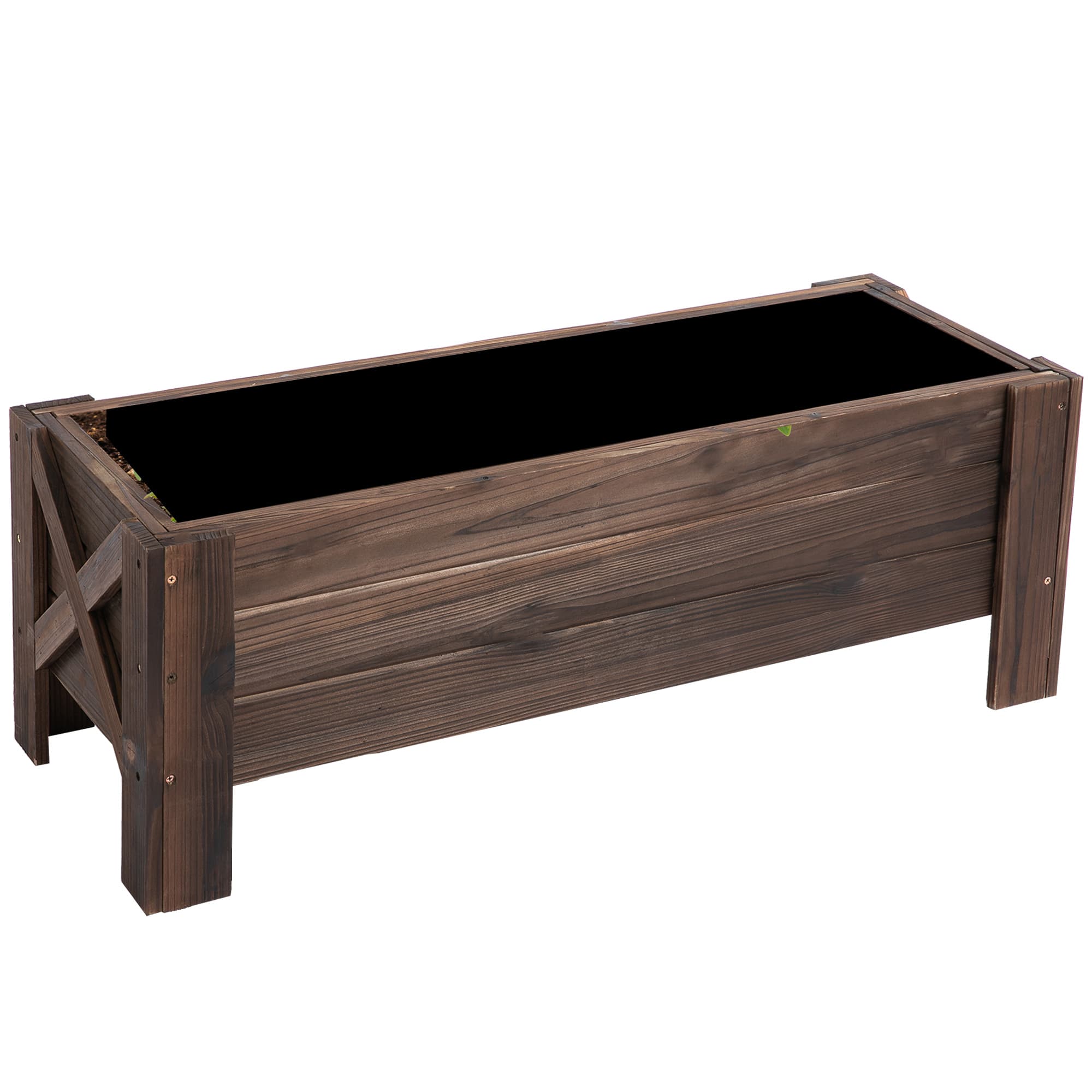 Outsunny Wooden Raised Bed Garden boxes for Flower Vegetable Outdoor Patio Plant Pot Fir Wood, 100 x 36.5 x 36 cm | Aosom UK