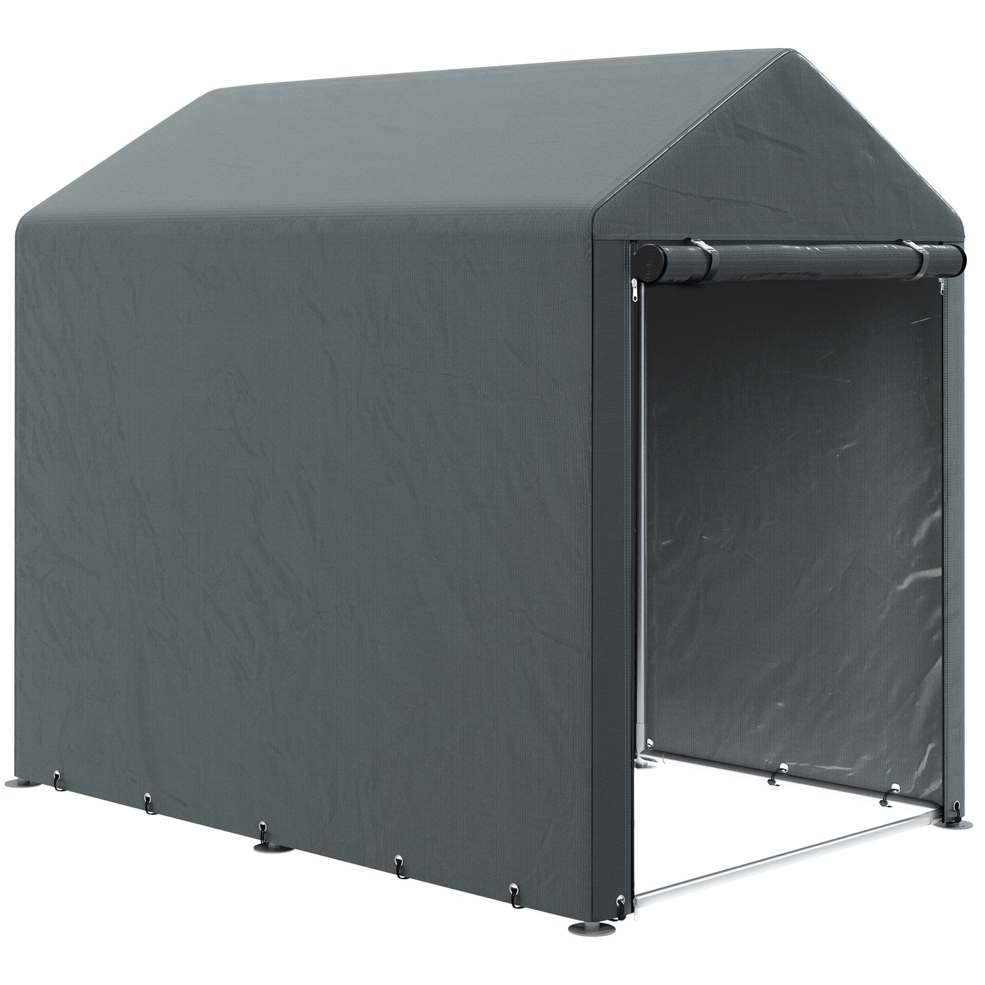 Outsunny 1.2 x 1.8m Garden Storage Shed Tent, Portable Shed with Roll-up Door for Motorcycle, Bike, Garden Tools