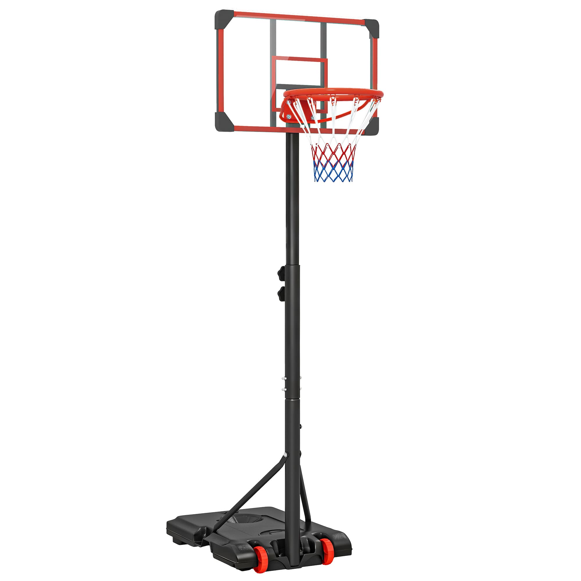 SPORTNOW Height Adjustable Basketball Hoop and Stand for Kids with Sturdy Backboard and Weighted Base, Portable on Wheels, 1.8-2m | Aosom UK