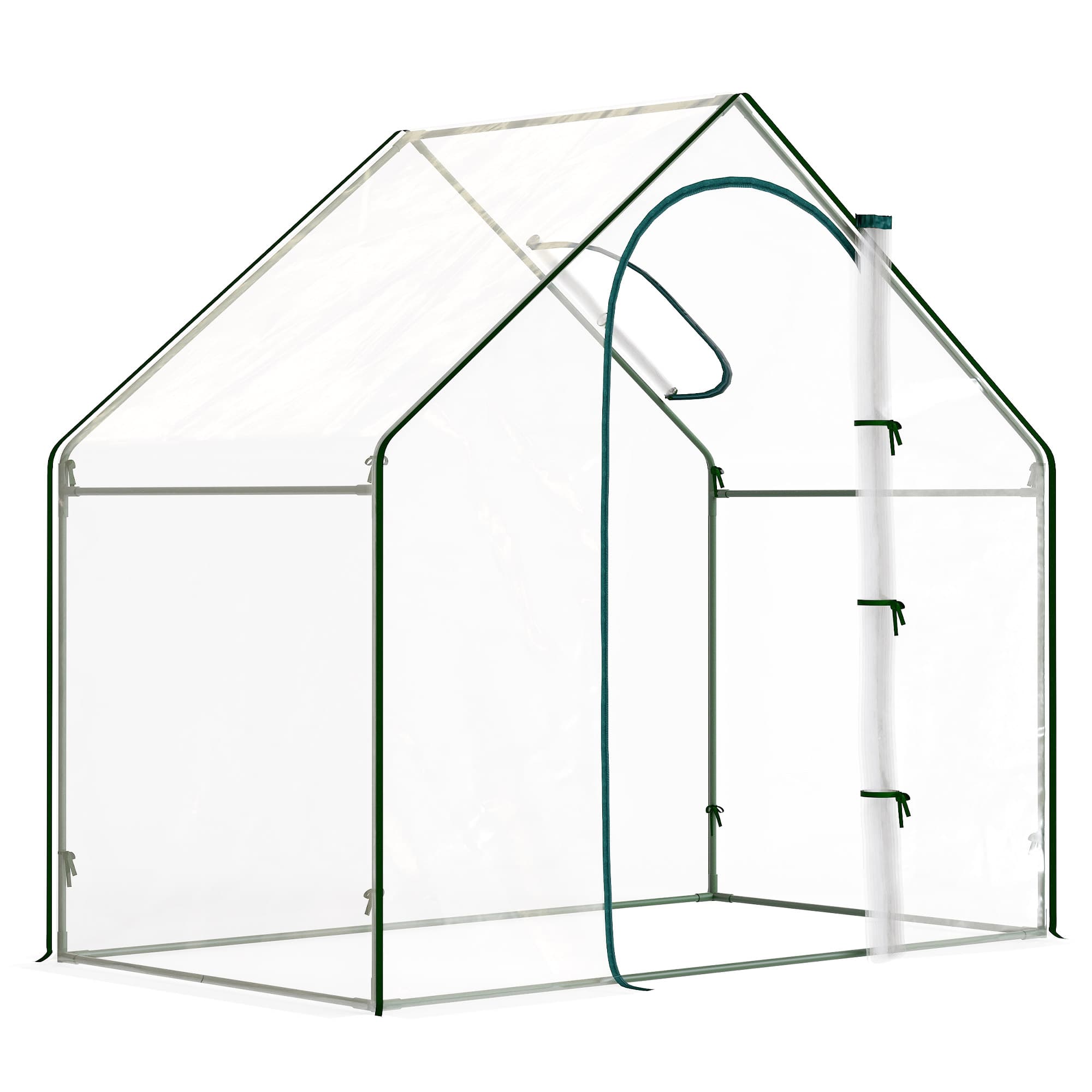 Outsunny Walk In PVC Greenhouse Garden Outdoor Flower Planter Steel Frame w/ Zipped Door & Window 180 x 100 x 168CM White