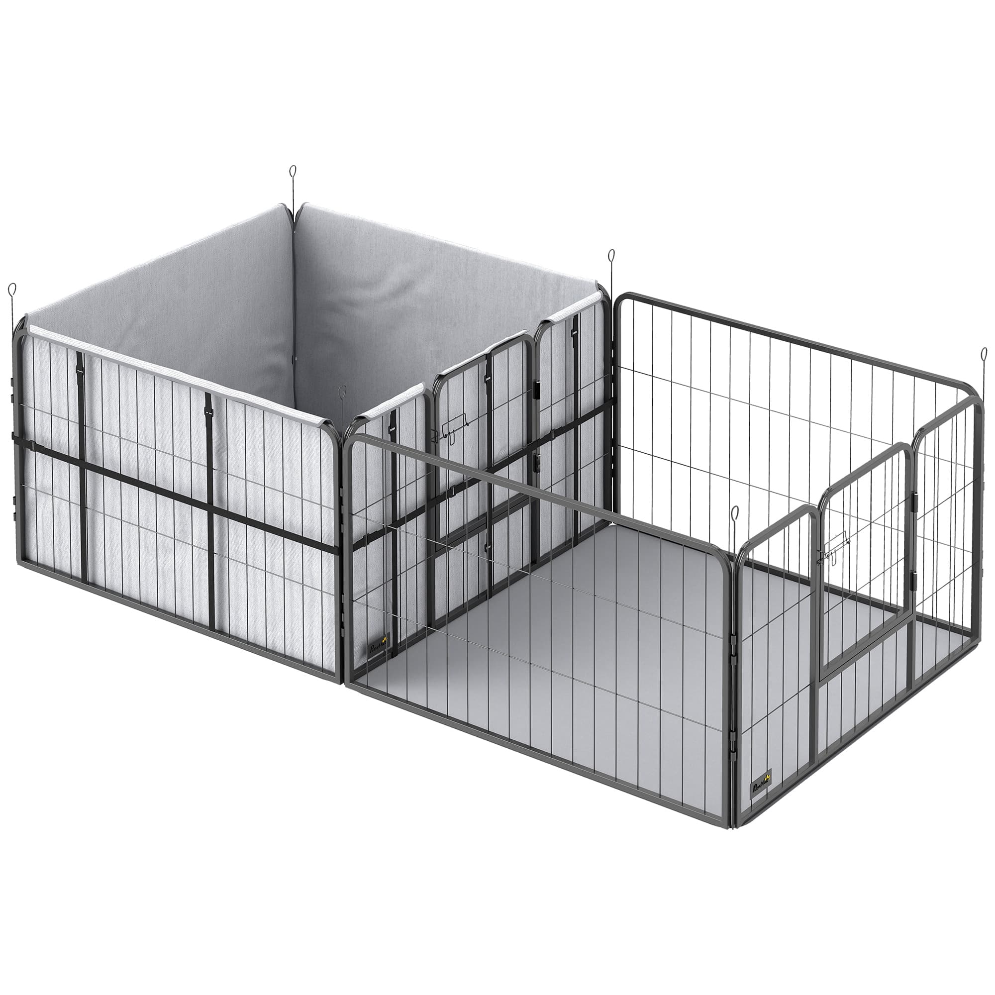 PawHut 7 Panel Dog Whelping Box, Heavy Duty Dog Playpen with Washable Pee Pads, Windproof Fabric, for Small and Medium Dogs