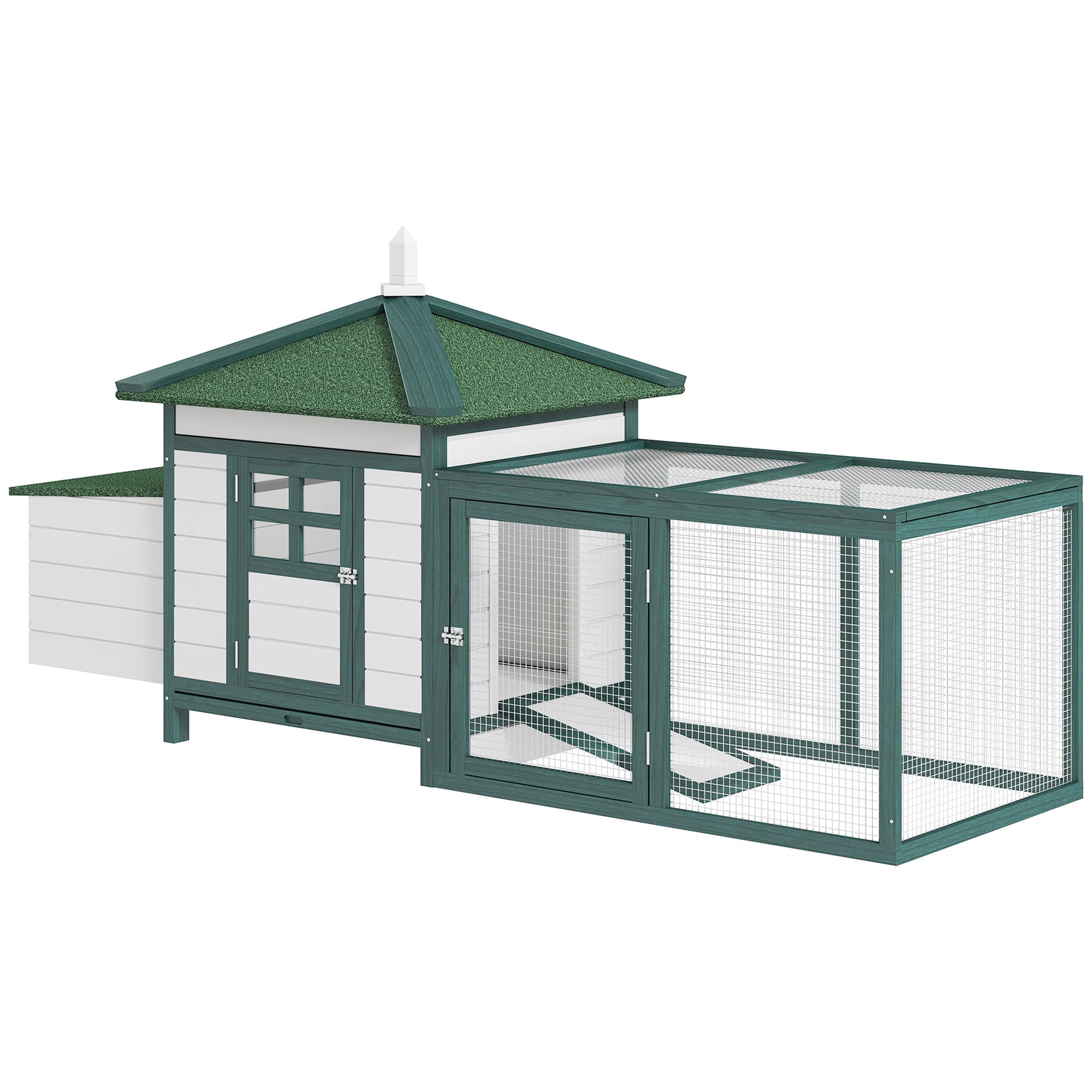 PawHut Chicken Coop Small Animal Pet Cage w/ Nesting Box Outdoor Run Wooden | Aosom UK
