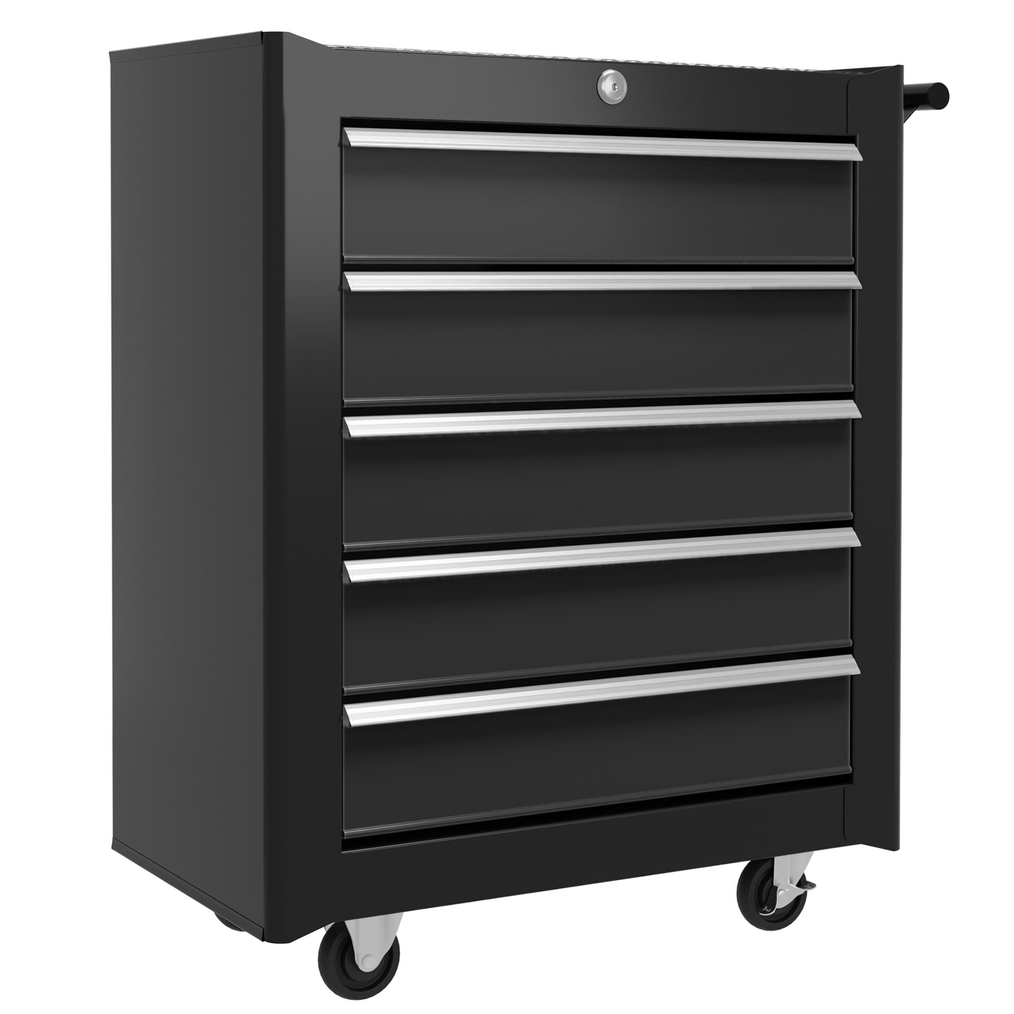 HOMCOM Cold Rolled Steel 5-Drawer Rolling Tool Storage Cabinet Tool Chest Black | Aosom UK