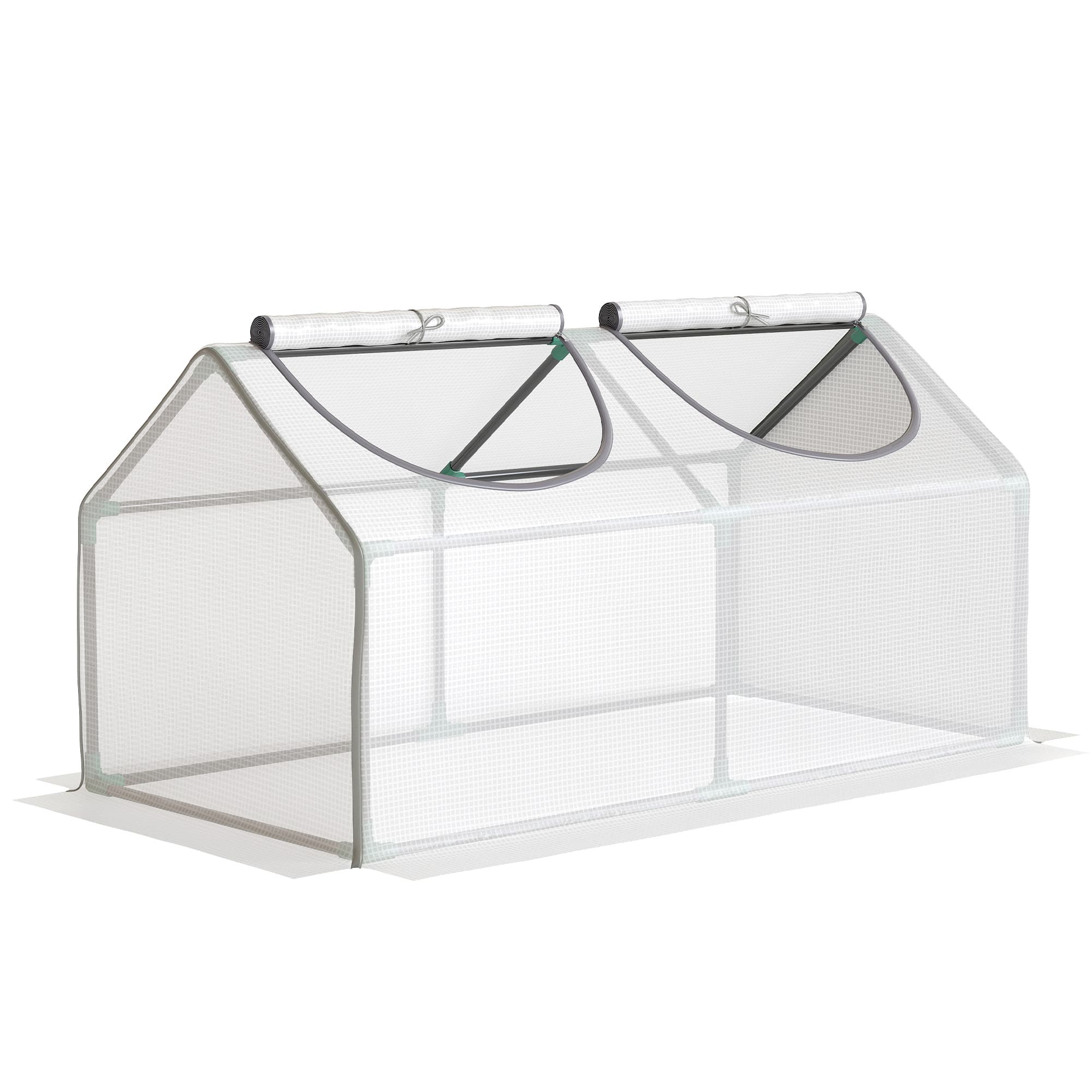 Outsunny Mini Greenhouse Portable Flower Planter Tomato Vegetable House for Garden Backyard with Zipper 120 x 60 x 60 cm, White | Aosom UK