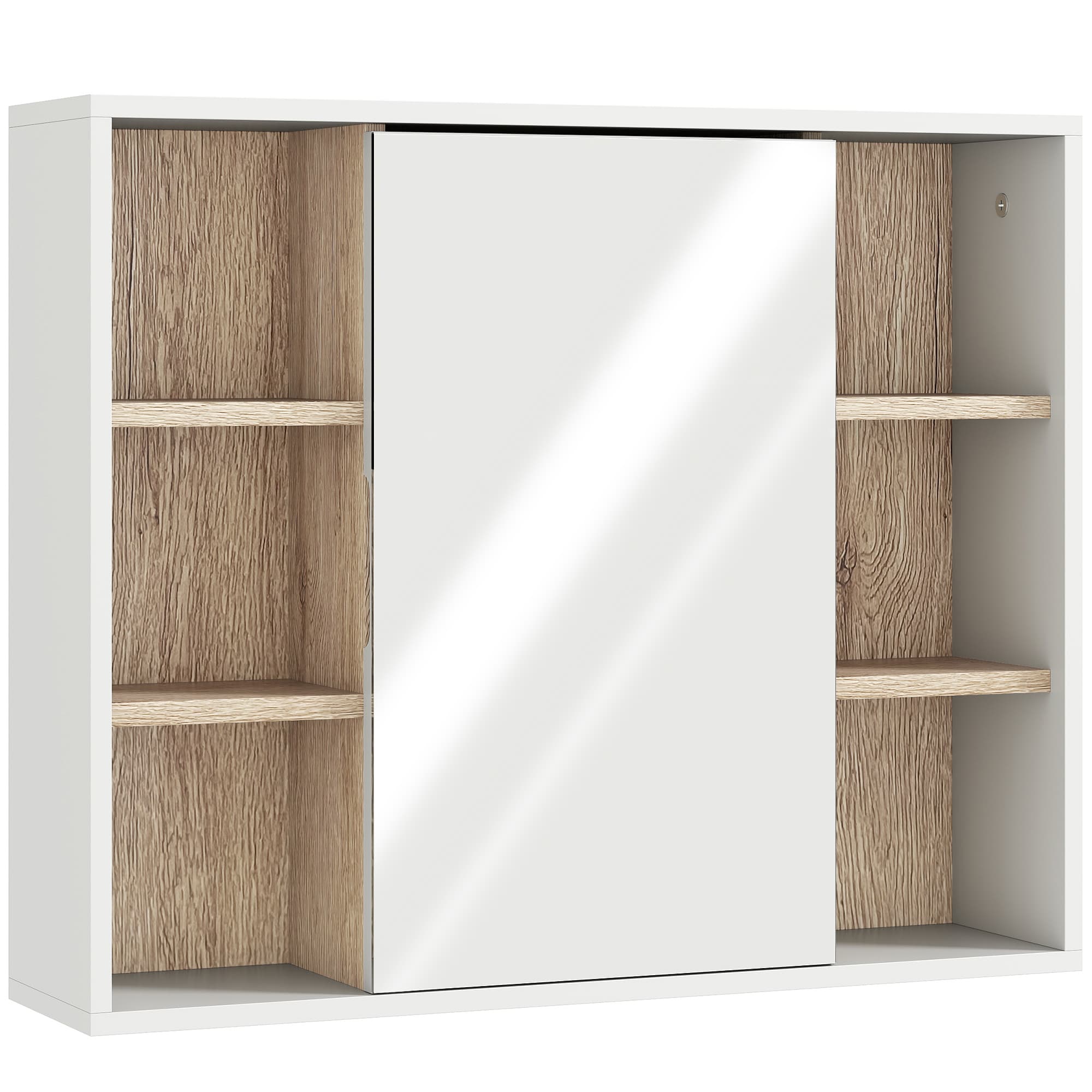 HOMCOM Bathroom Wall Cabinet with Mirror & Adjustable Side Shelves, Space-Saving Design, 1 Inner Shelf, White, 60 x 14.5 x 49.4cm | Aosom UK