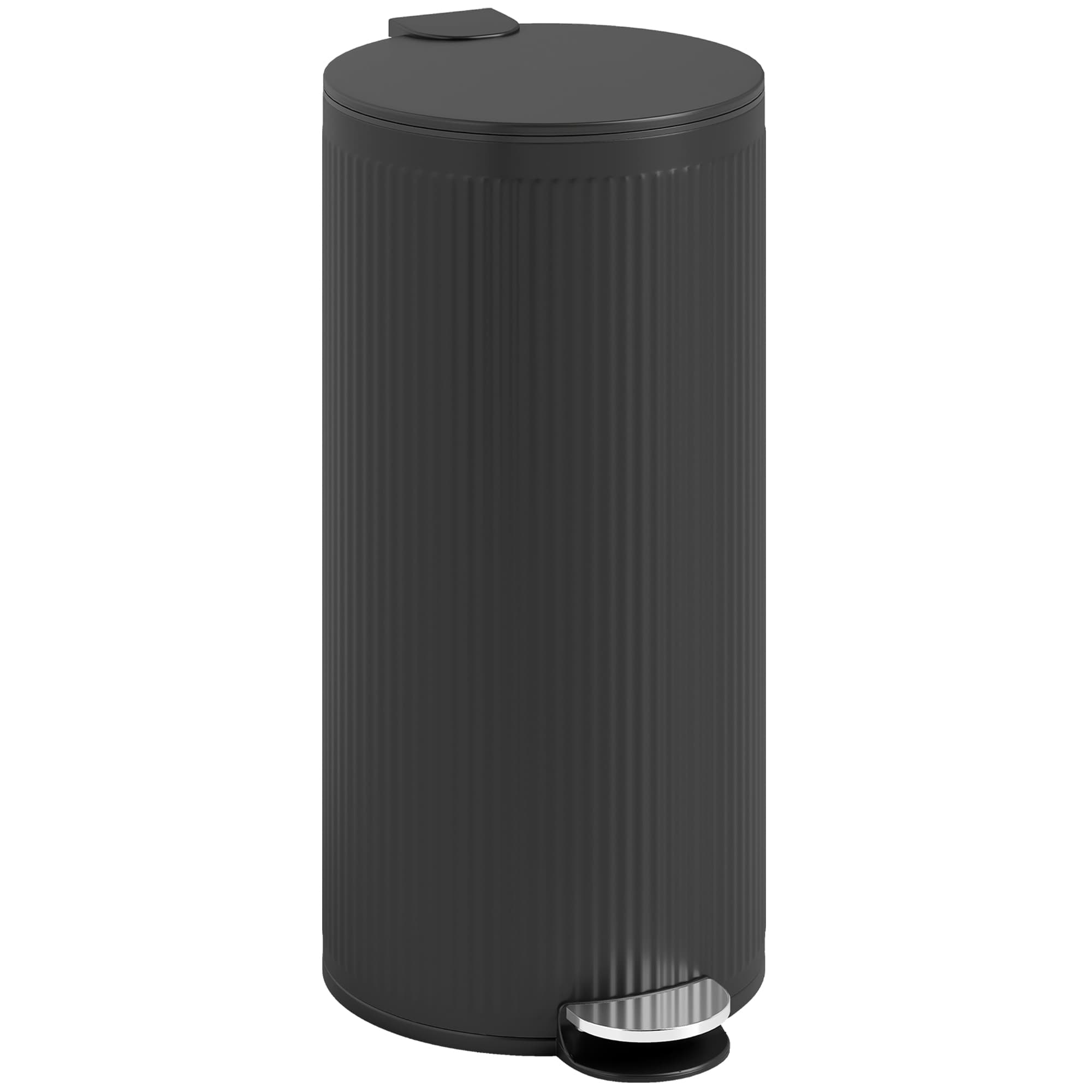 HOMCOM 30L Pedal Kitchen Bin with Soft Close & Stay Open Lid, Removable Inner Bucket for Kitchen, Office, or Home, Black | Aosom UK