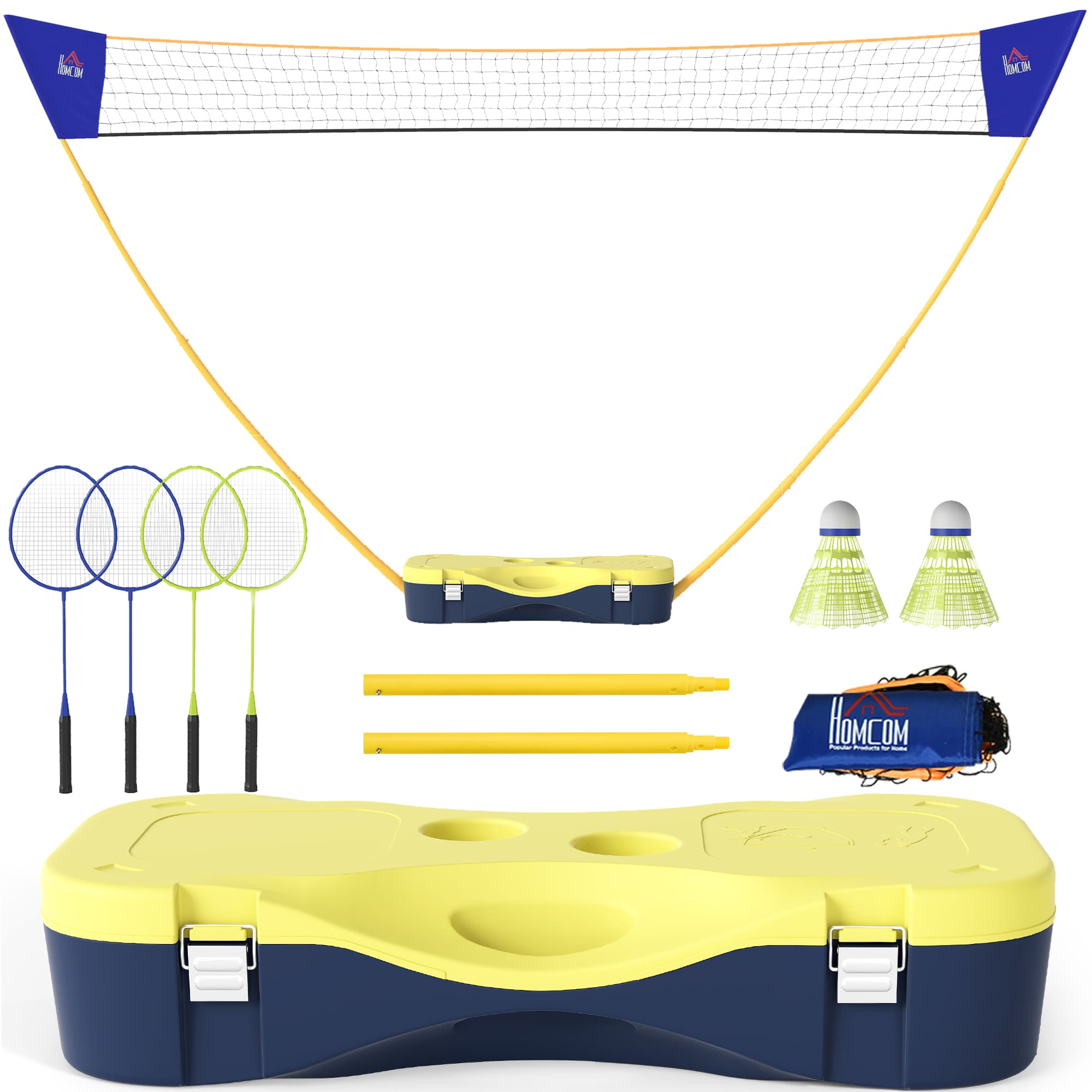 HOMCOM Badminton Net Set Portable, Foldable Design for Indoor Outdoor Use, Ideal for Beach, Backyard