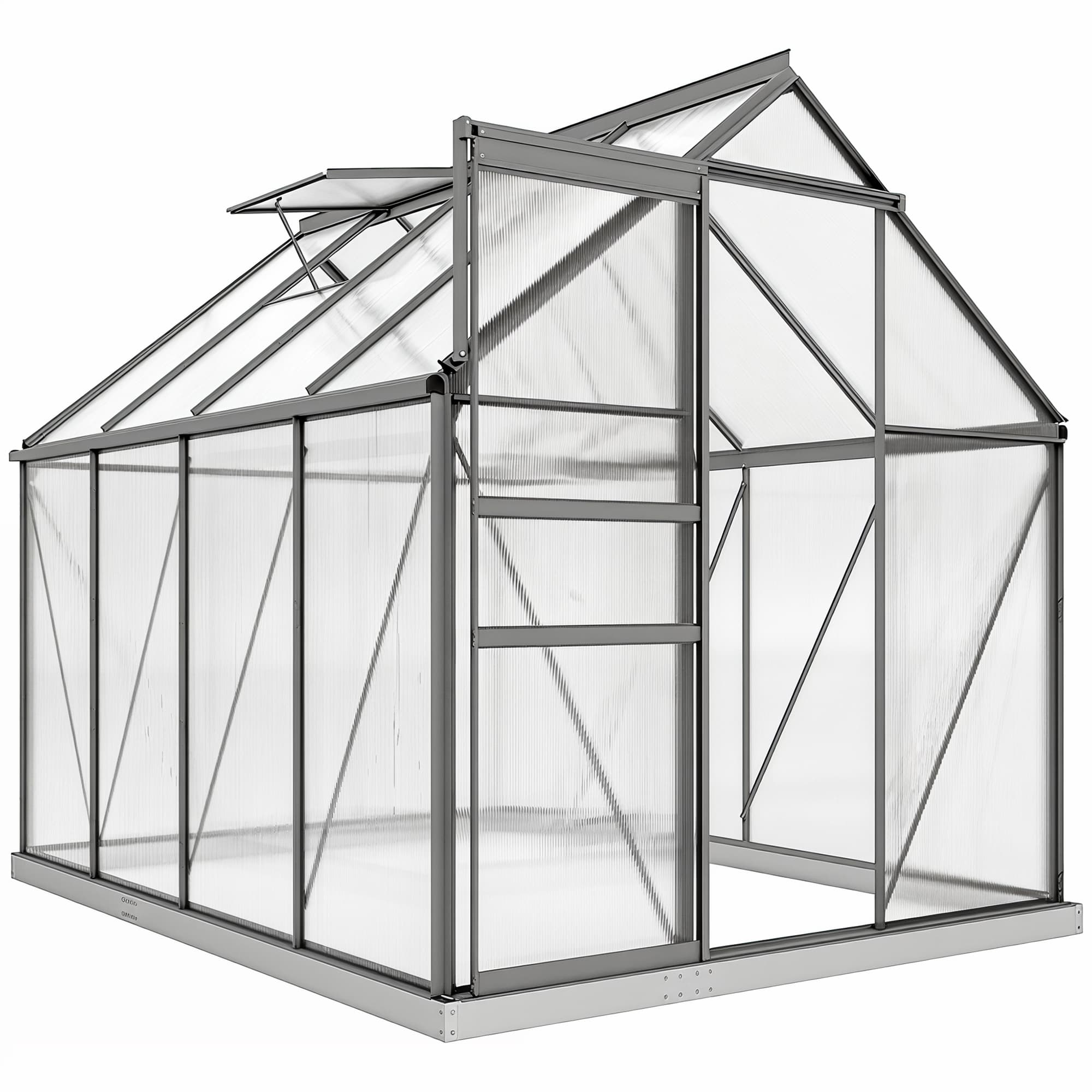 Outsunny 190 x 253 cm Walk-In Polycarbonate Greenhouse - Dark Grey