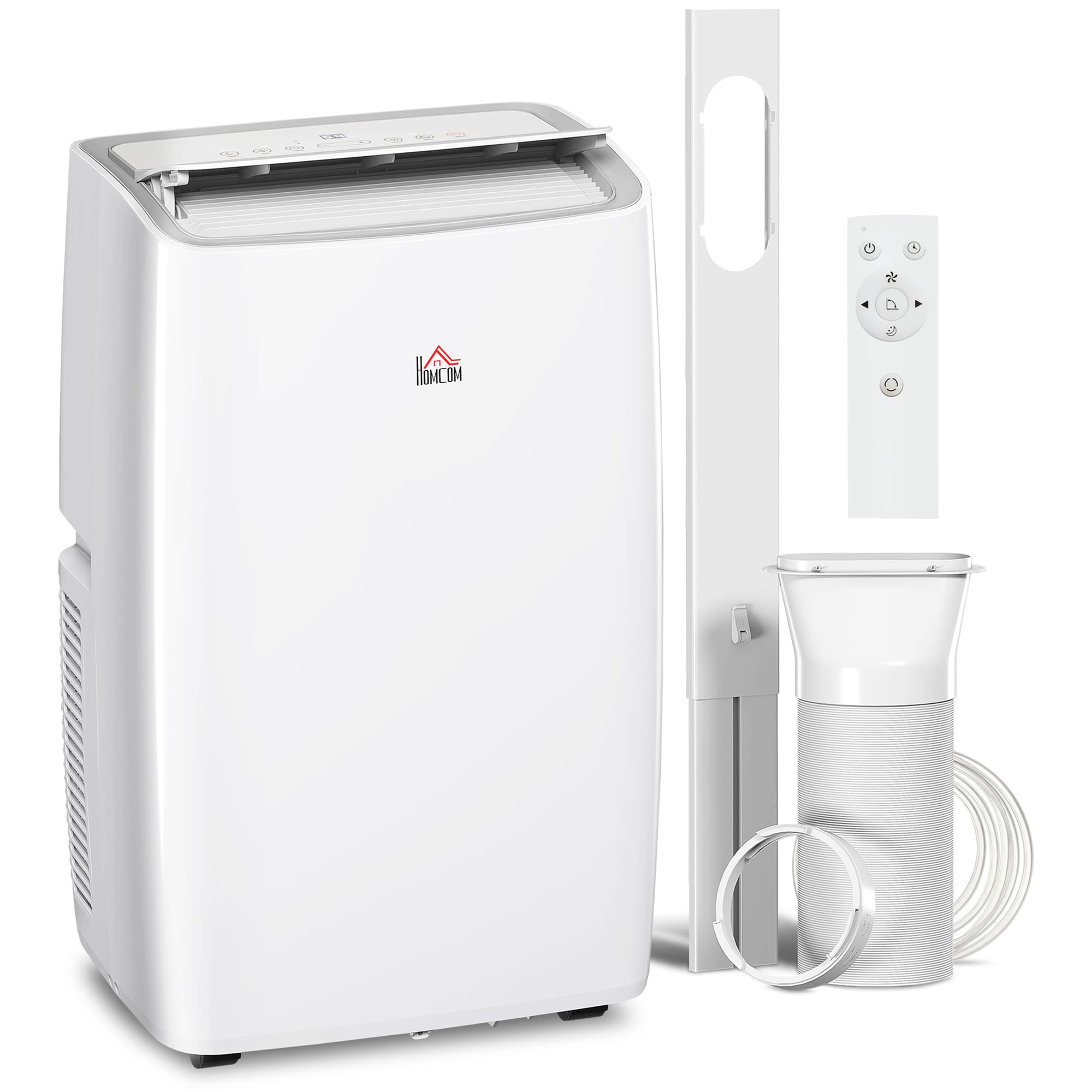HOMCOM 12,000 BTU Portable Air Conditioner Dehumidifier Cooling Fan for Room up to 25m², w/ Remote, LED Display, Window Mount Kit, White | Aosom UK