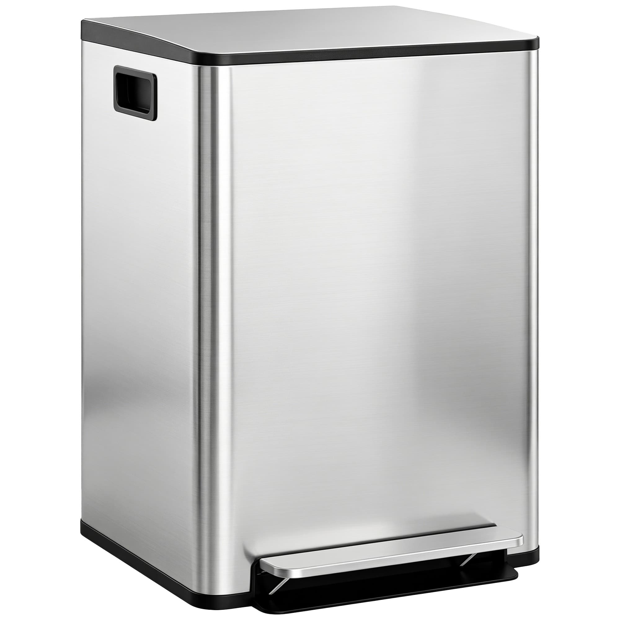 HOMCOM 60L Dual Compartment Stainless Steel Bin with Deodoriser Holders for Kitchen, Office, and Home Use, Silver | Aosom UK