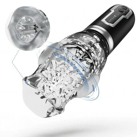 【Quick Powerful Climax】Amber - 5 Telescopic and Rotational 7 Vibration Realistic Lip and Mouth Touch Handheld Masturba