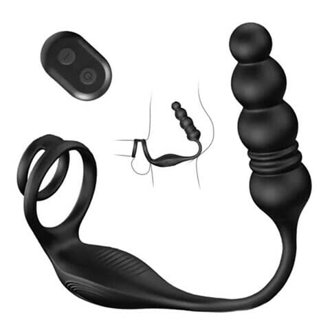 Horsfall - 9 Thrusting Vibrating Prostate Massager with Dual Cock Ring Anal Toy