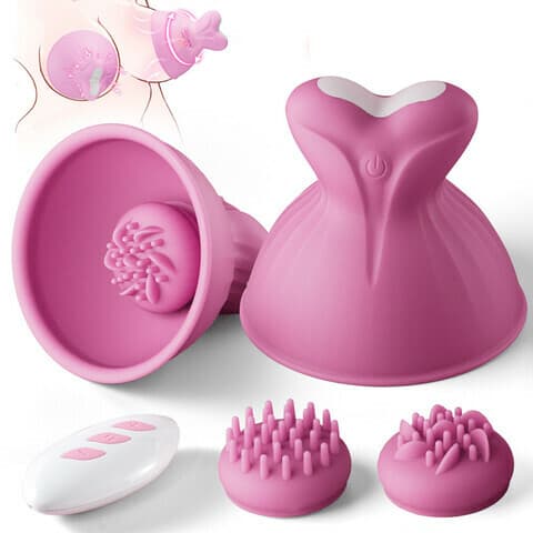Bestvibe 7 Vibrating Rotation Nipple Toys with Replaceable Message Head