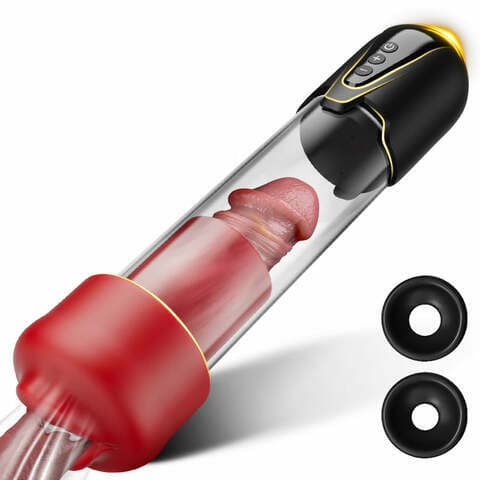 Bestvibe Red Fury Armour – 6 Suctions Penis Pump with Lifelike Mouth Textured Tunnel