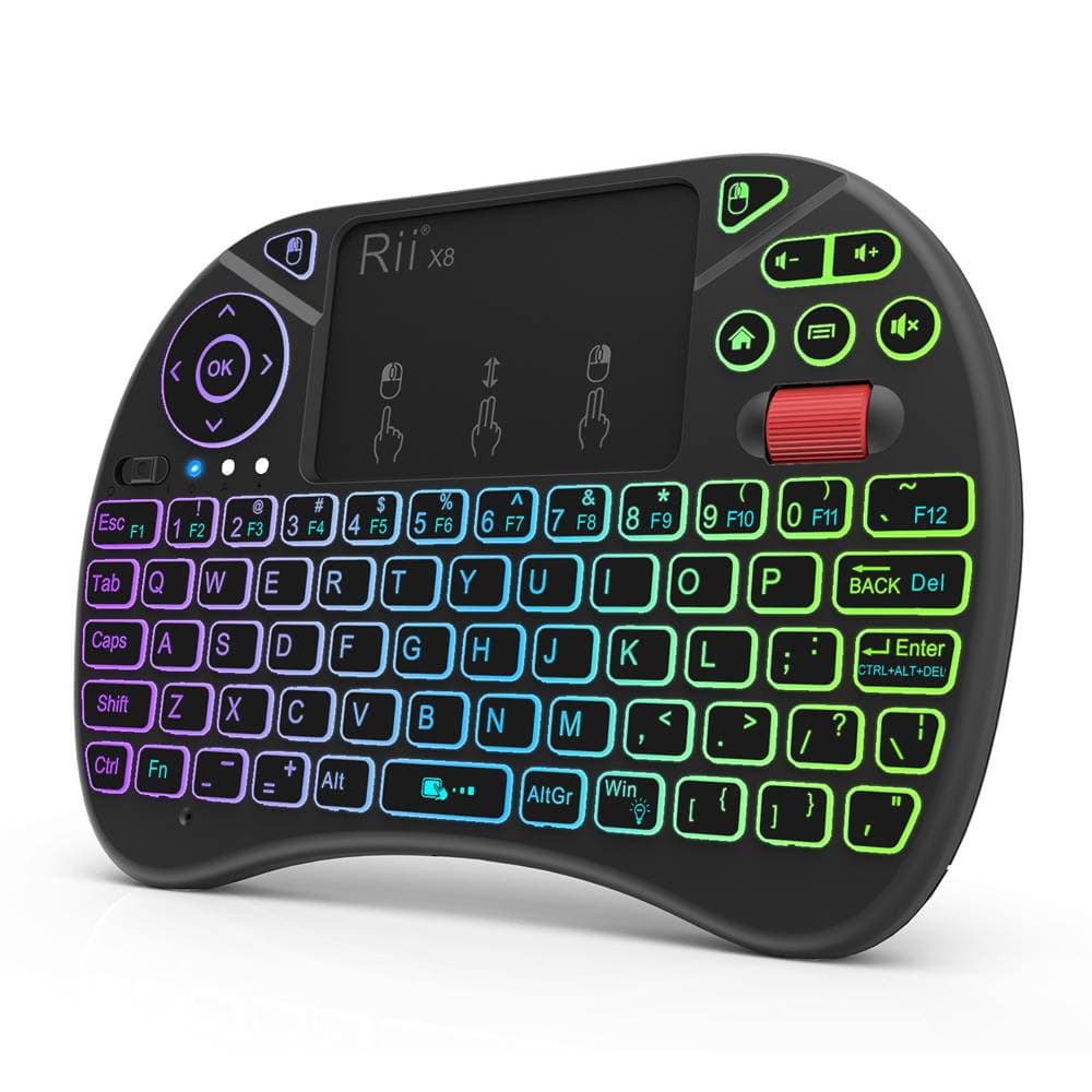 Rii X8 RGB Backlight 2.4G Mini Wireless QWERTY Keyboard Touchpad Combo with Multi Touch & Scroll Wheel