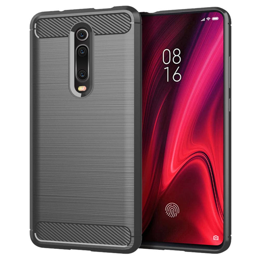 Makibes Carbon Fiber Texture Anti-fall Soft TPU Phone Case For Xiaomi Mi 9T / Mi 9T Pro Protective Back Cover - Grey