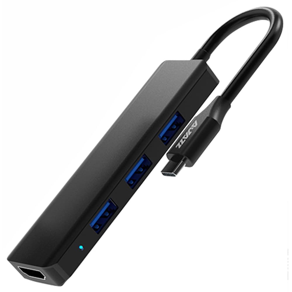 Ajazz AT101PH Type-C To 3*USB 3.0 + PD Fast Charge + 4K HDMI HUB Black