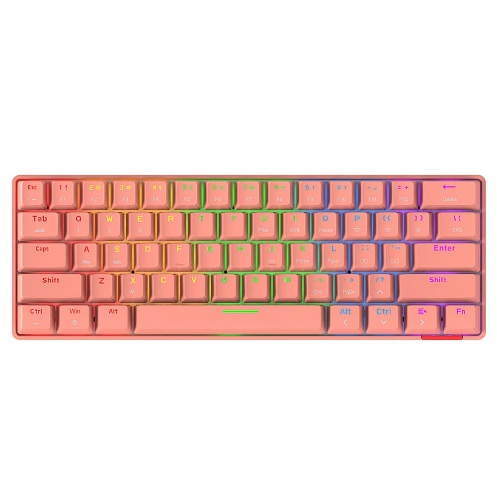 Ajazz STK61 61key Wired/Bluetooth Dual mode Blue Switch Multi-color backlight mechanical keyboard - Peach Red