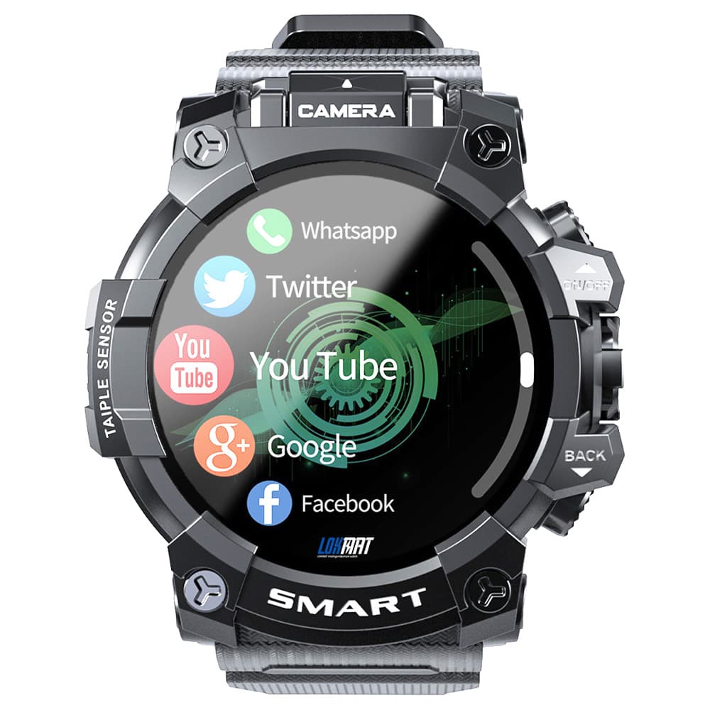 LOKMAT APPLLP 6 Smart Watch 4G WiFi Tel Watch with Camera GPS Sports Watch with Touch Screen for Android iOS Black