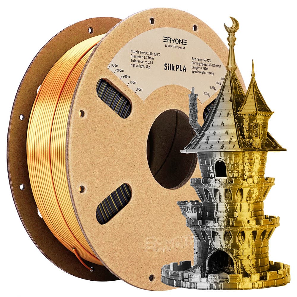 ERYONE Dual Color Silk PLA Filament 1kg - Fekete — image 1