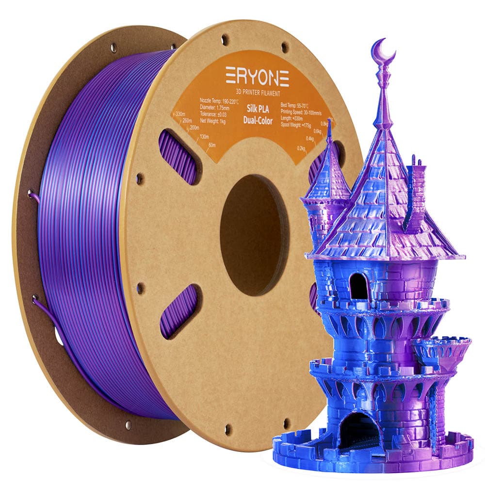 Filament jedwabny PLA ERYONE Dual Color 1kg - Fioletowy