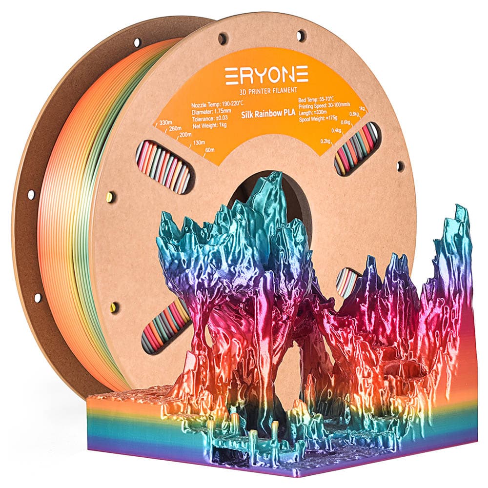 Filament do drukarek 3D ERYONE Silk PLA 1kg - Waterfall Rainbow