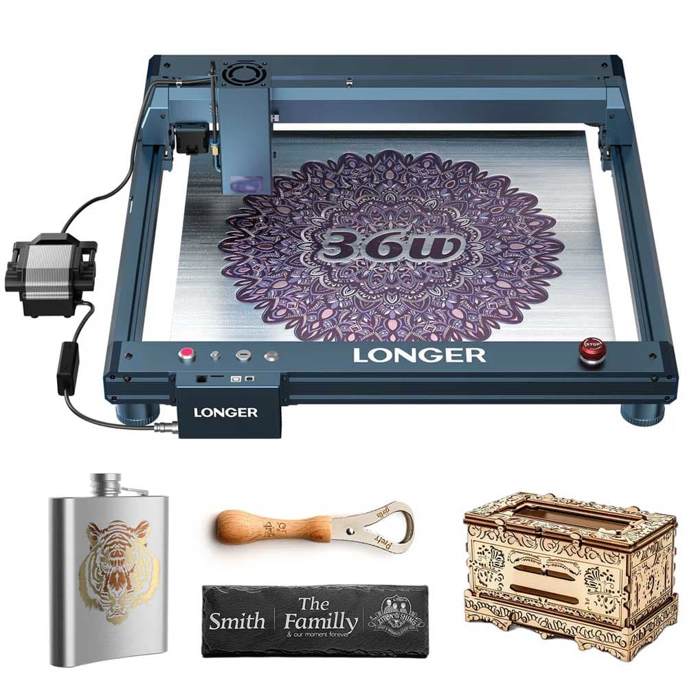LONGER Laser B1 30W Lasergravierer und -schneider, 6-Kern-Laserkopf, 33–36 W Ausgangsleistung, 450 x 440 mm Gravurfläche