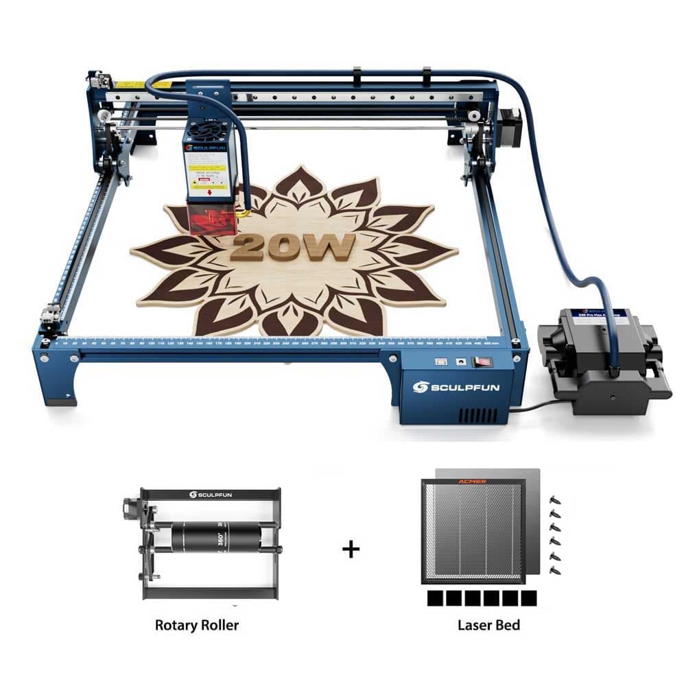 SCULPFUN S30 Pro Max 20W Laser Engraver Obrotowy wałek laserowy