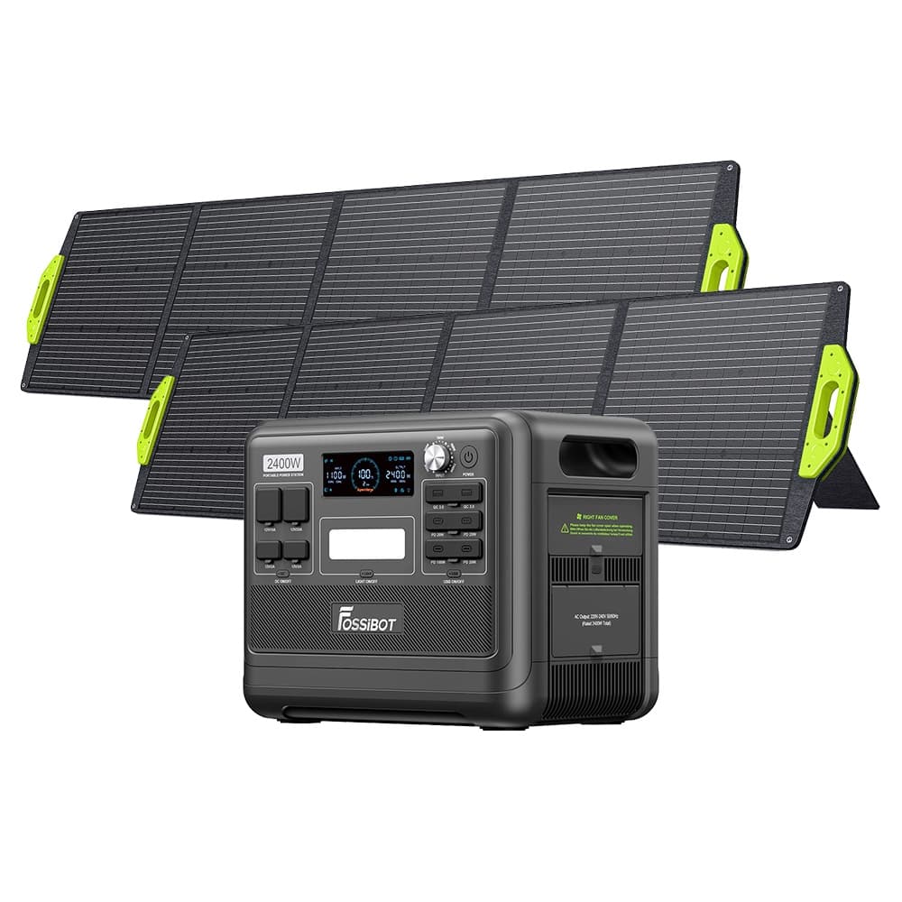 Estación de energía portátil FOSSiBOT F2400 con 2 paneles solares SP200 — image 1