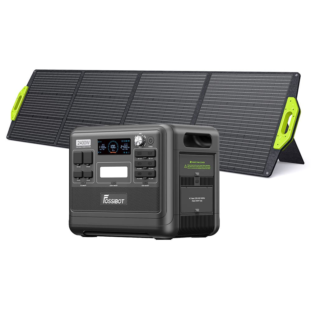 Estación de energía portátil FOSSiBOT F2400 con panel solar SP200 y enchufe europeo — detail 1