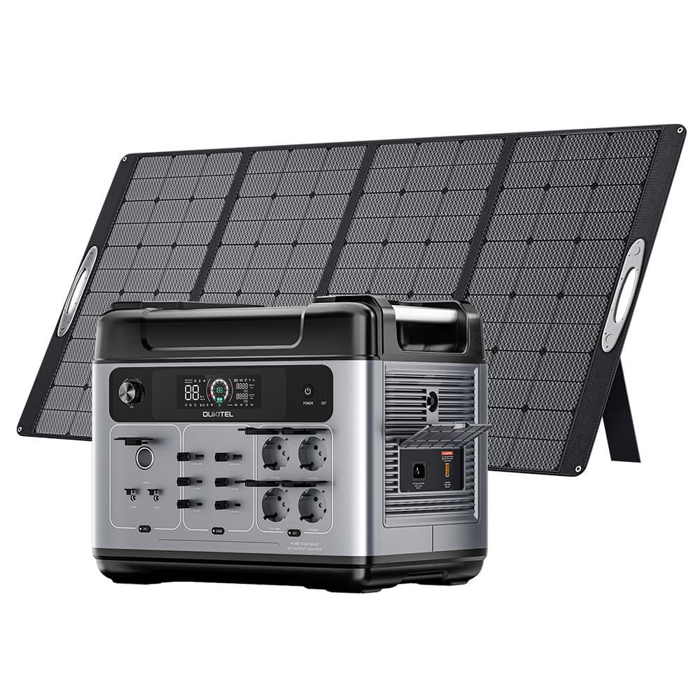 OUKITEL P2001 Plus przenośna stacja zasilania 2048 Wh OUKITEL PV400 składany panel słoneczny