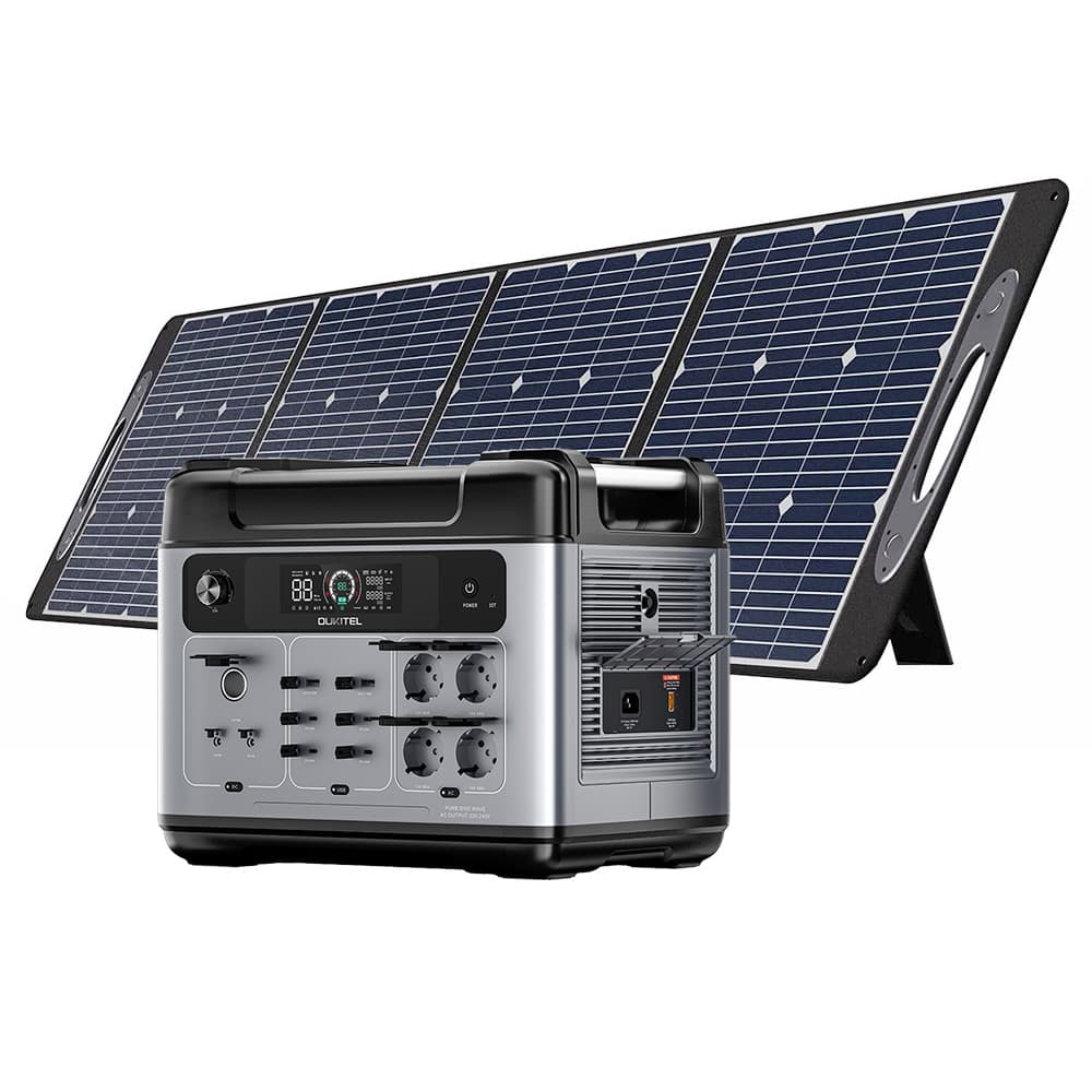 OUKITEL P2001 Plus przenośna stacja zasilania 2048 Wh OUKITEL PV200 składany panel słoneczny