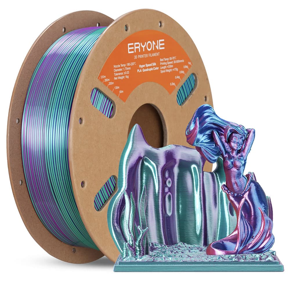 Filament ERYONE High Speed Four-color Silk PLA, 1 kg - Aurora Dream (herbaciana zieleń)
